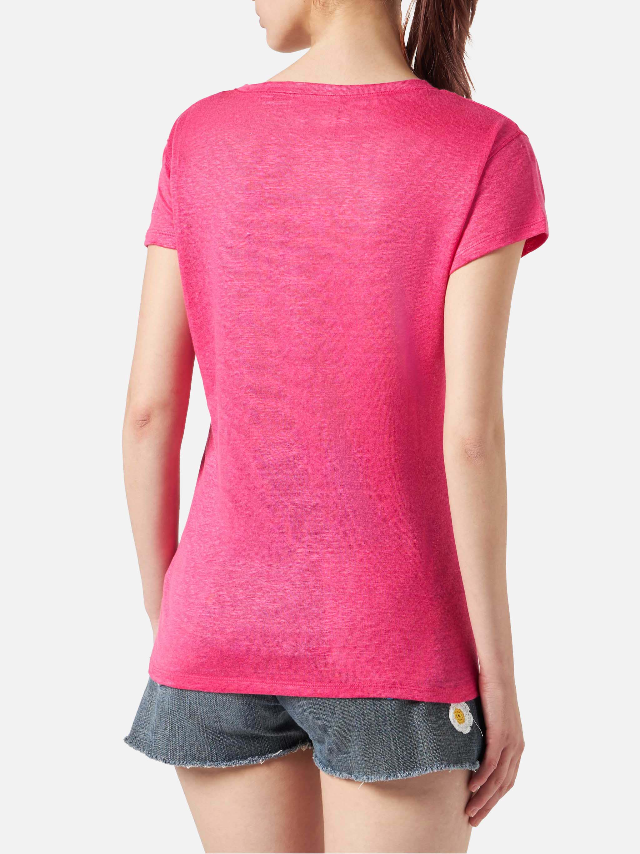 mc2-saint-barth-eloise-t-shirt-donna-in-lino-fucsia-tinta-unita image 3