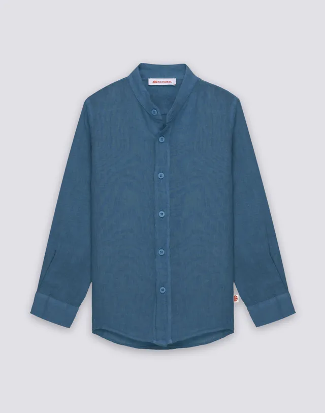 sundek-b821-camicia-in-lino-da-bambino-manica-lunga-colletto-coreana image 1
