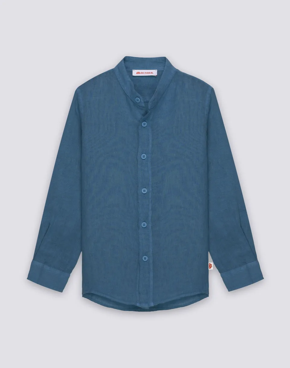 sundek-b821-camicia-in-lino-da-bambino-manica-lunga-colletto-coreana image 1