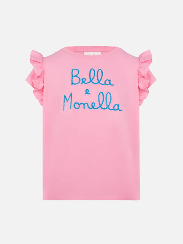 mc2-saint-barth-baby-t-shirt-cotone-bambina-volant-rosa-bella-e-monella image 1