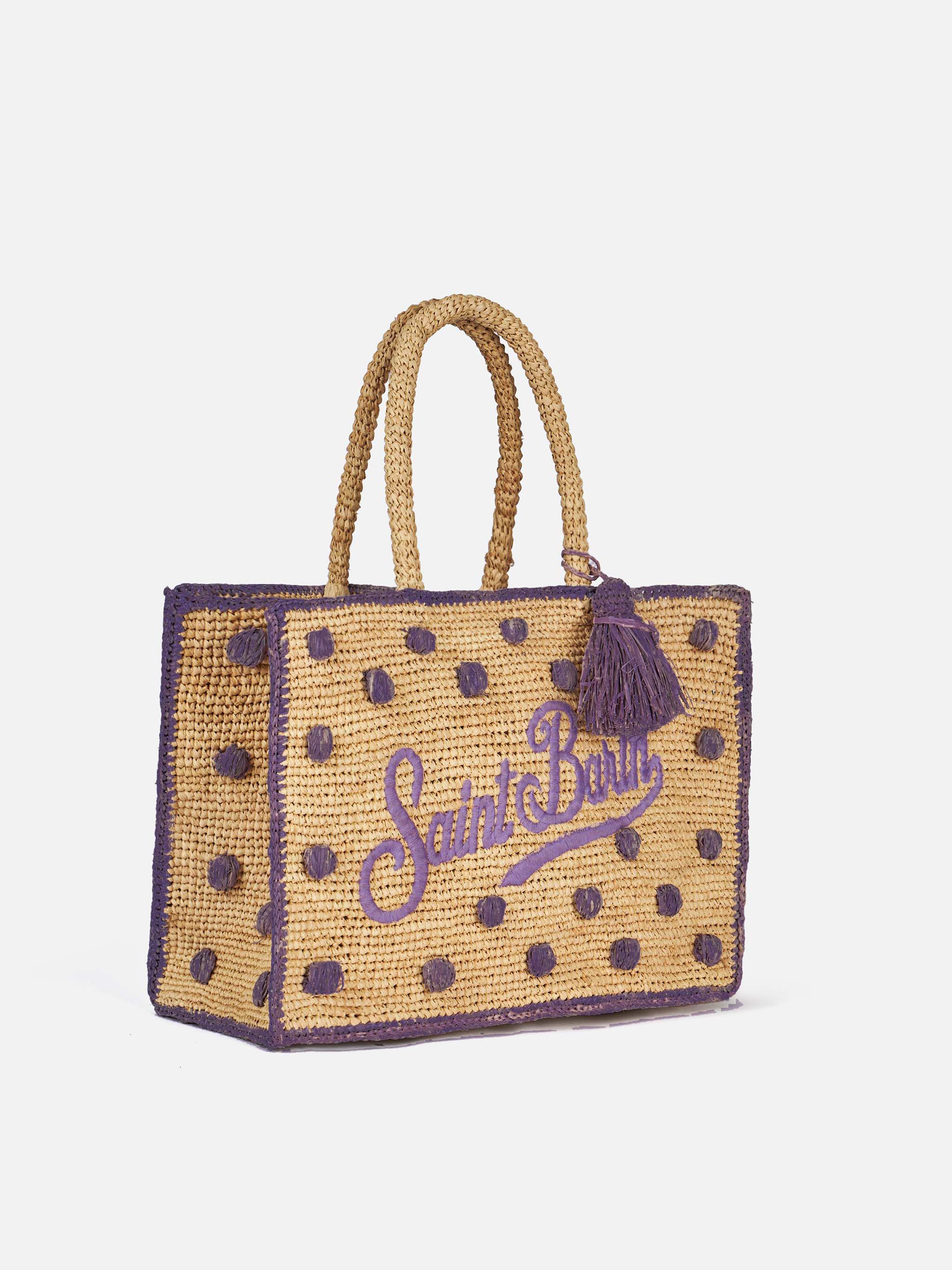 mc2-saint-barth-colette-borsa-rafia-spugna-a-pois-rosa image 3