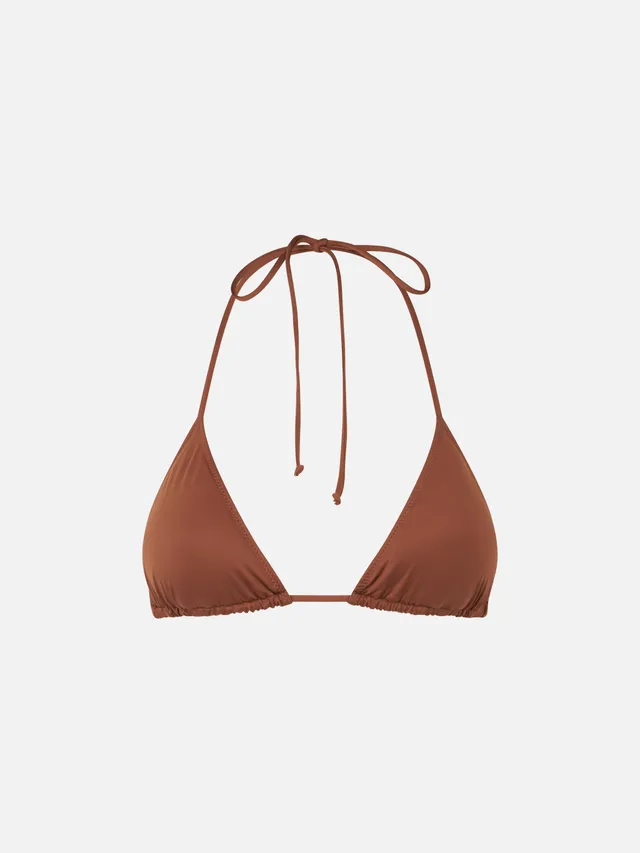 mc2-saint-barth-top-bikini-leah-triangolo-marrone-tinta-unita image 1