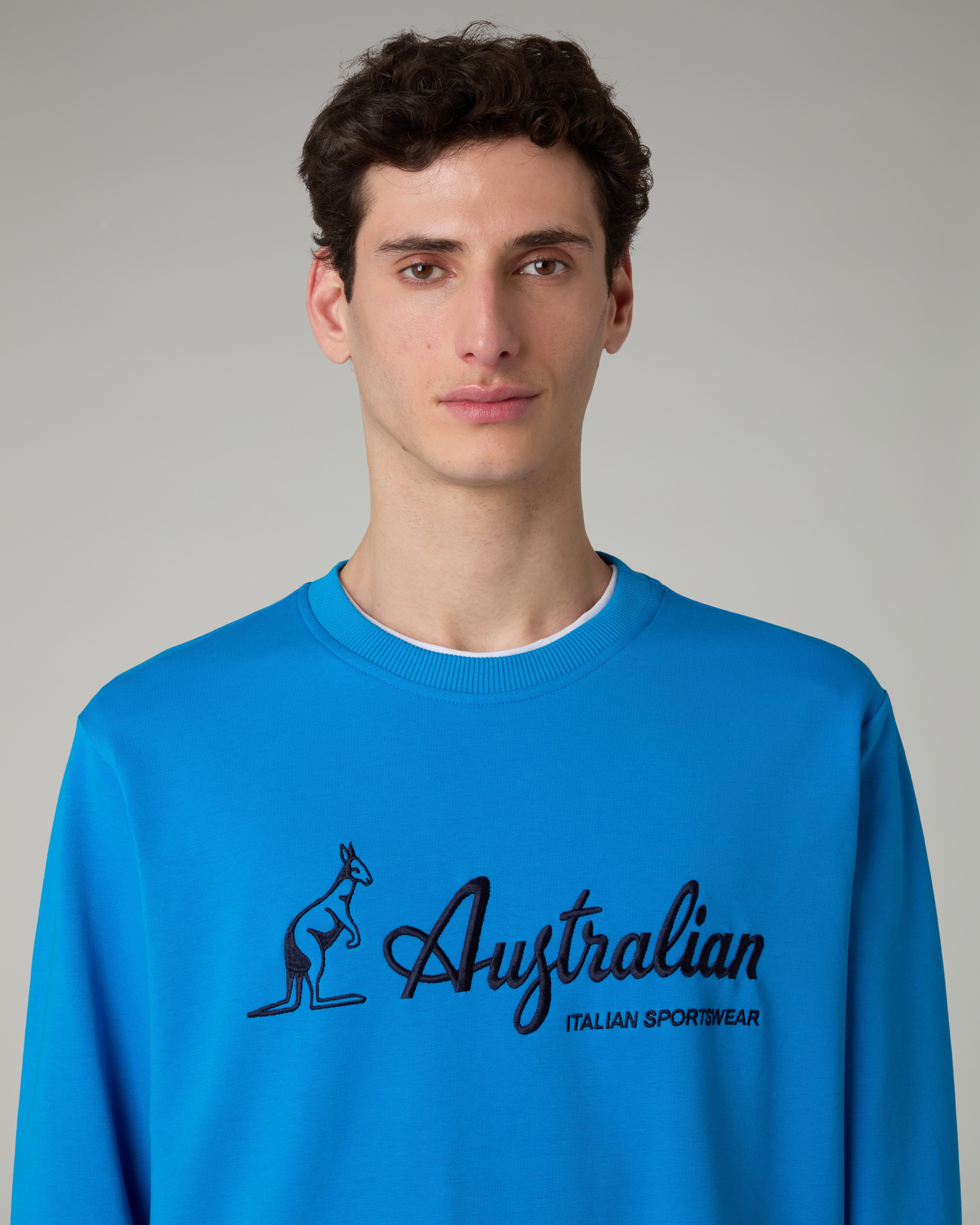 australian-felpa-girocollo-statement-logo-essential-blu-capri image 4