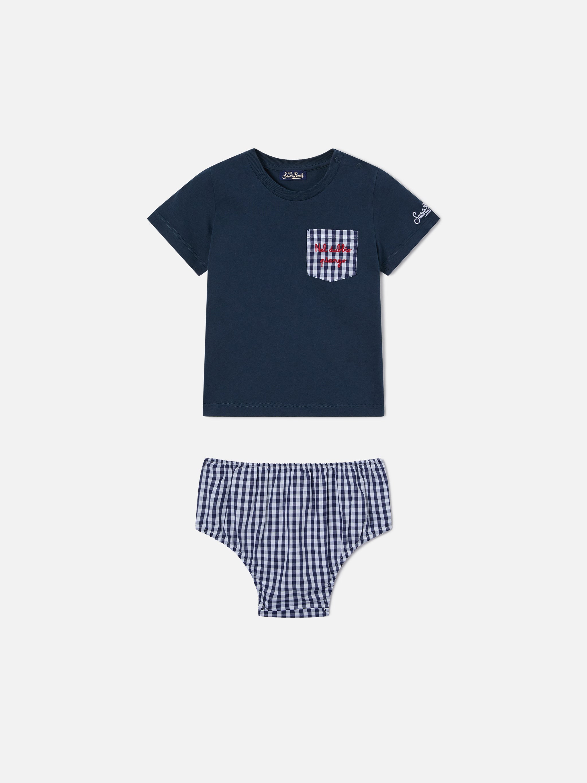 mc2-saint-barth-set-samy-neonato-t-shirt-copri-pannolino-vichy-blu-navy image 1