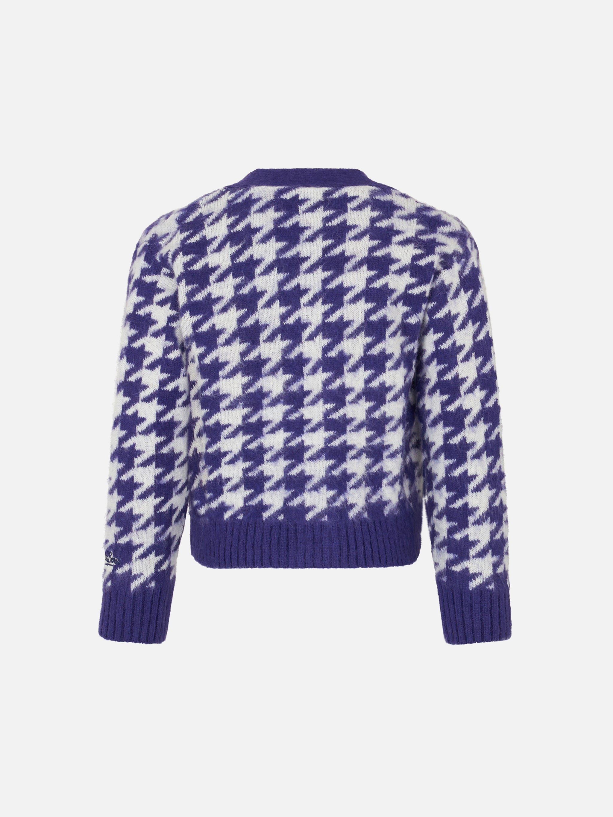 mc2-saint-barth-cardigan-crop-bambina-pied-de-poule-viola-bottoni-gioiello image 2