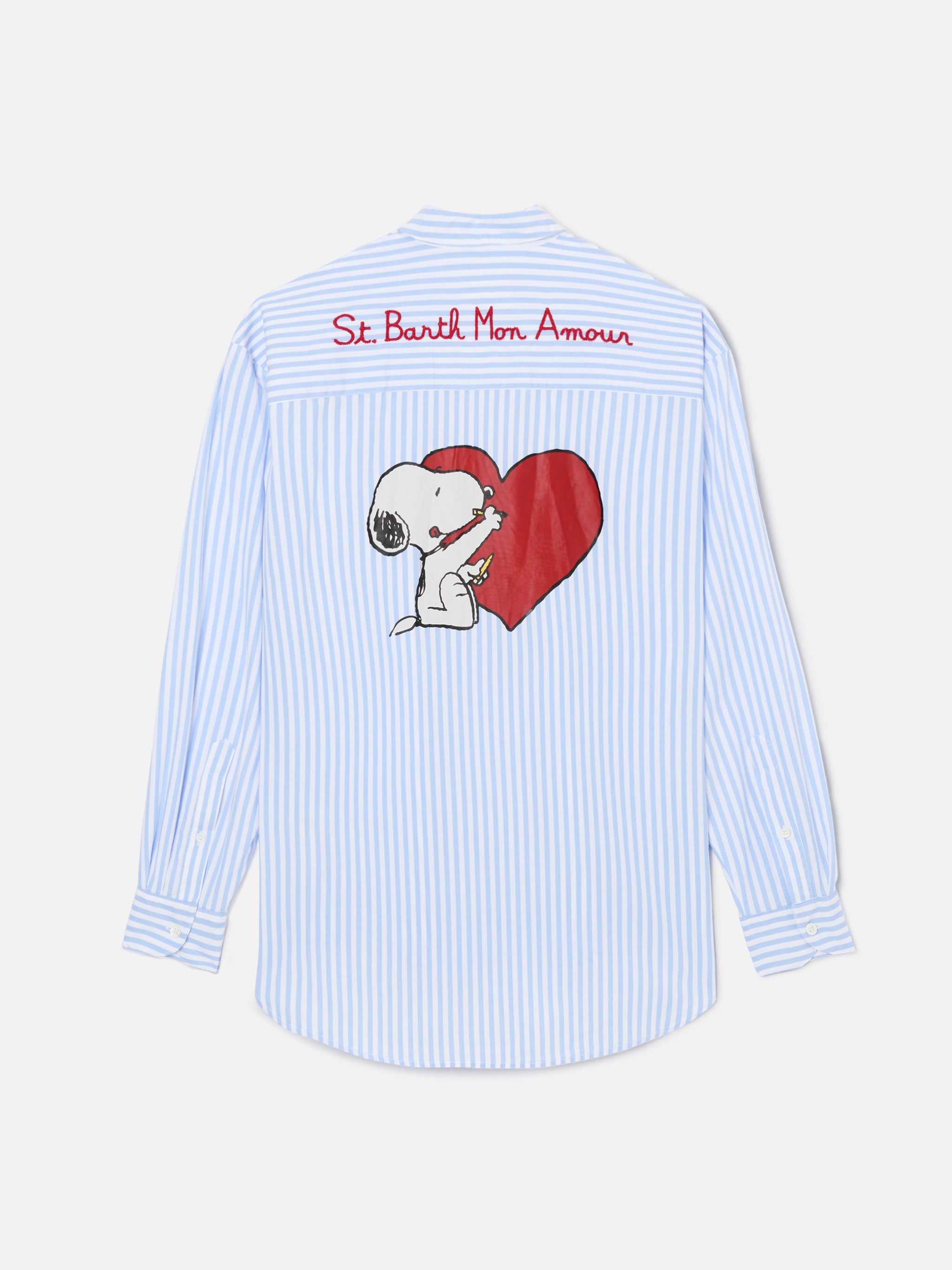 mc2-saint-barth-camicia-brigitte-a-righe-azzurre-con-stampa-snoopy-special-editi image 4