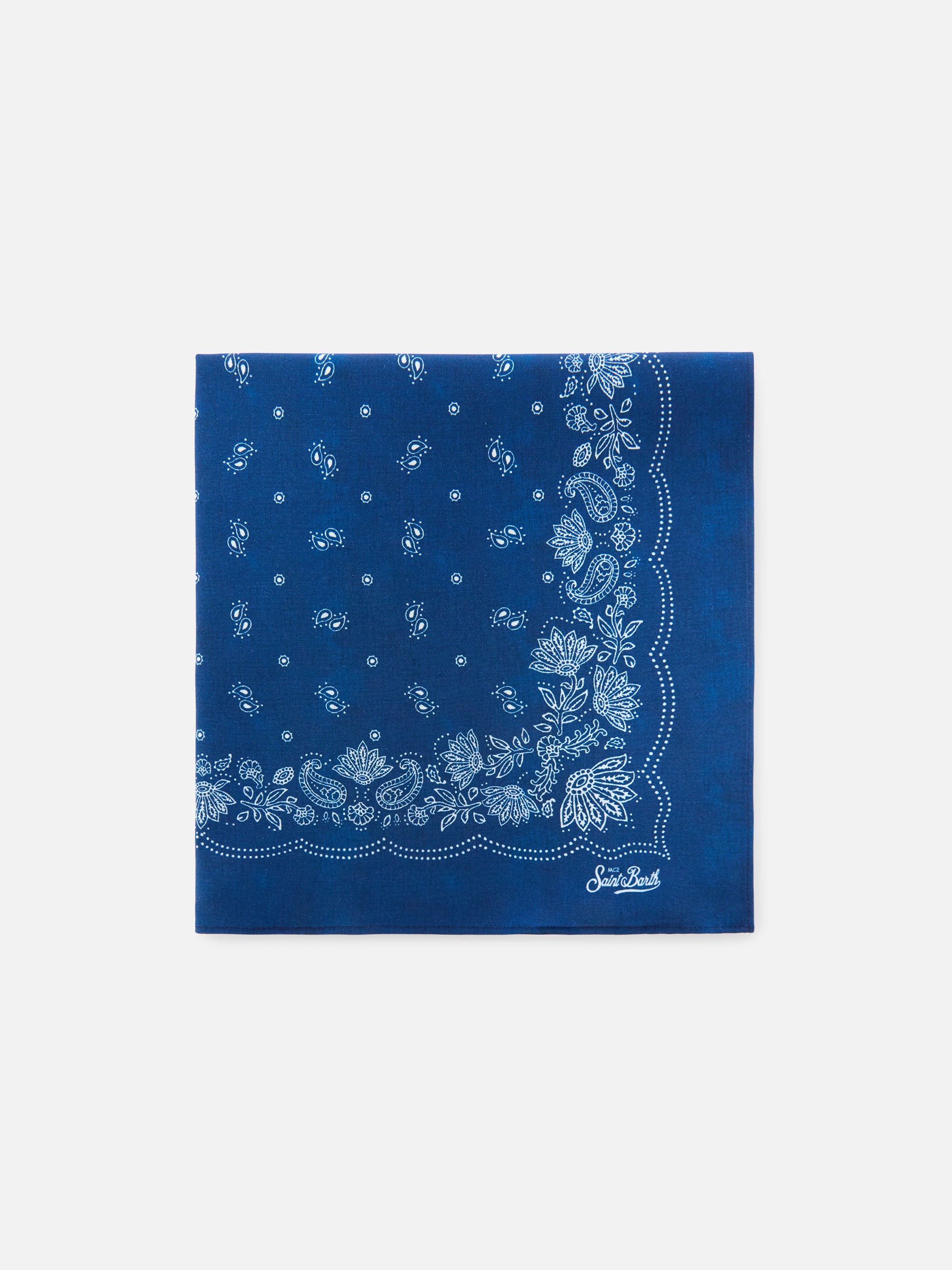 mc2-saint-barth-foulard-in-cotone-con-stampa-bandana-blu-indigo-53x53-cm image 2