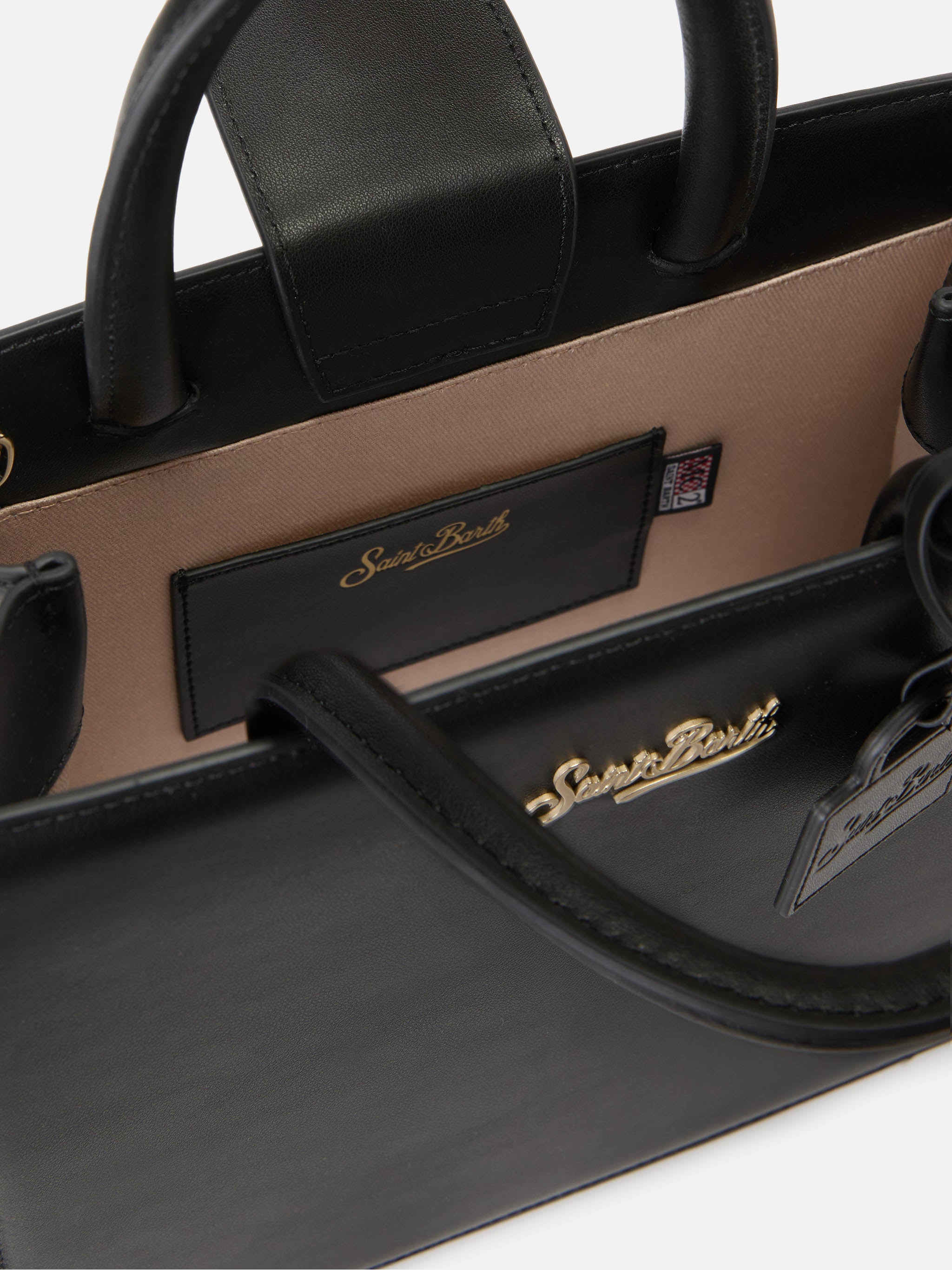 mc2-saint-barth-borsa-shop-midi-in-pelle-liscia-nera-con-targhetta-metallica image 4