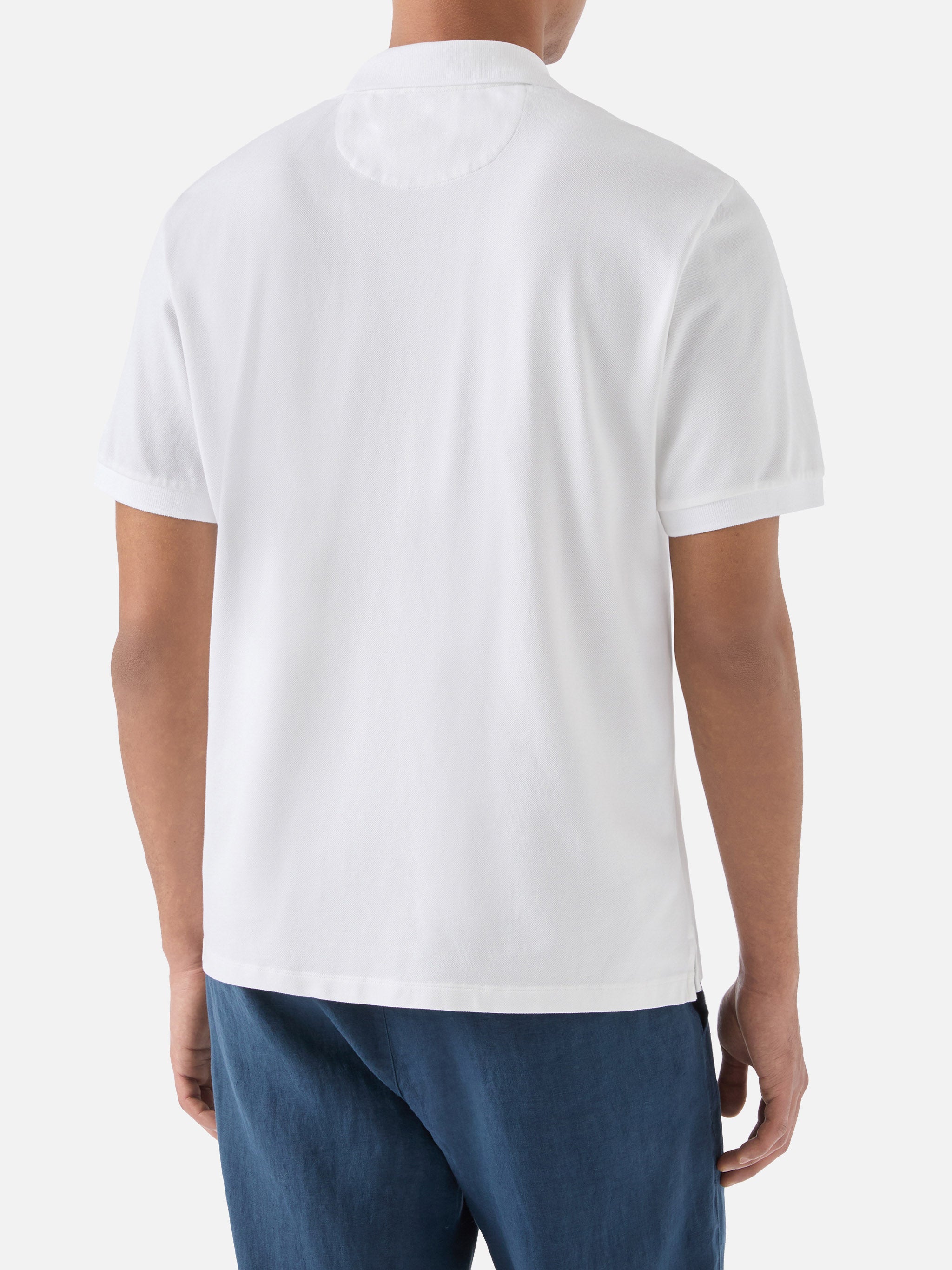 polo-mc2-saint-barth-charles-in-piquet-di-cotone-bianco-maniche-corte-e-ricamo-s image 3