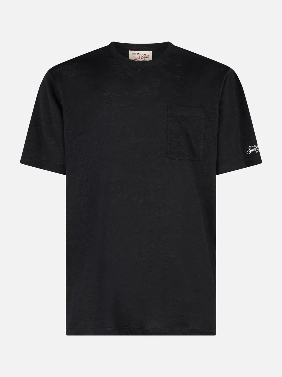 mc2-saint-barth-t-shirt-uomo-ecstasea-nera-in-lino-jersey-con-taschino image 1