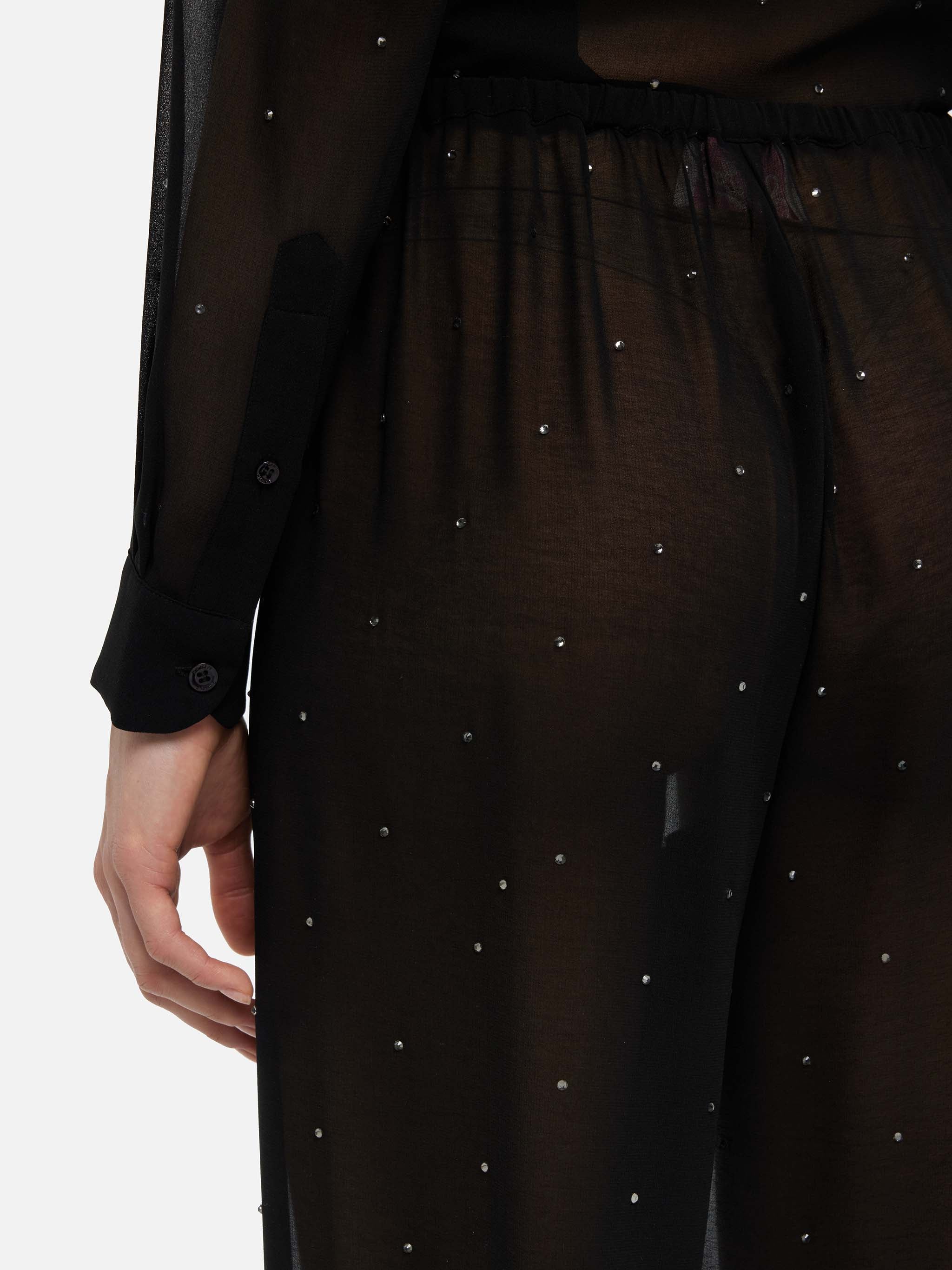 mc2-saint-barth-amalia-pantaloni-donna-georgette-nera-strass-gamba-larga image 6