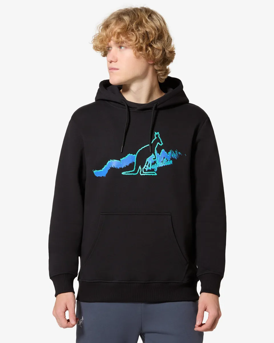 australian-road-hoodie-archive-felpa-uomo-nero-con-cappuccio image 1