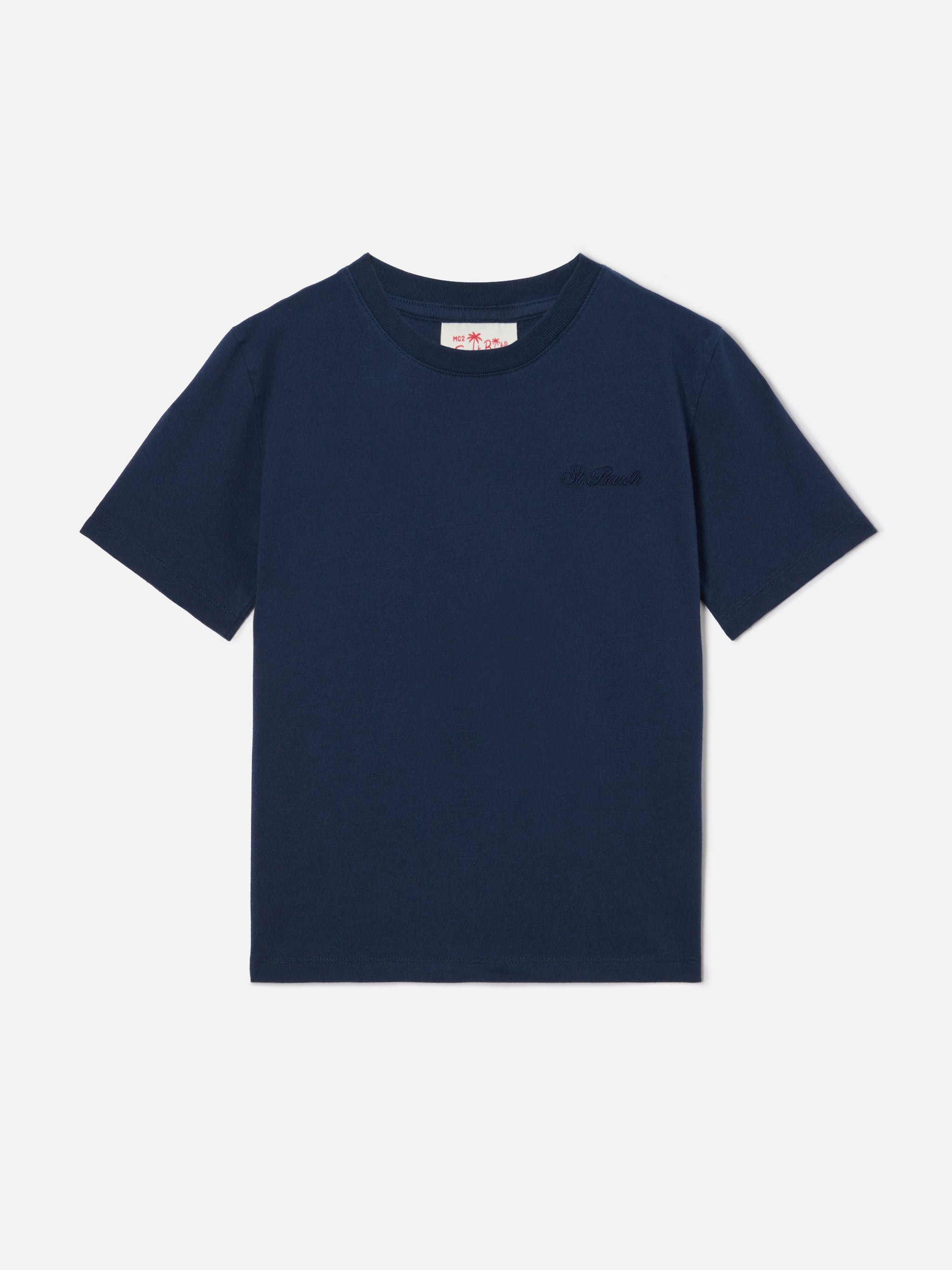 mc2-saint-barth-t-shirt-dover-jr-bambino-in-puro-cotone-blu-navy-con-logo-ricama image 1