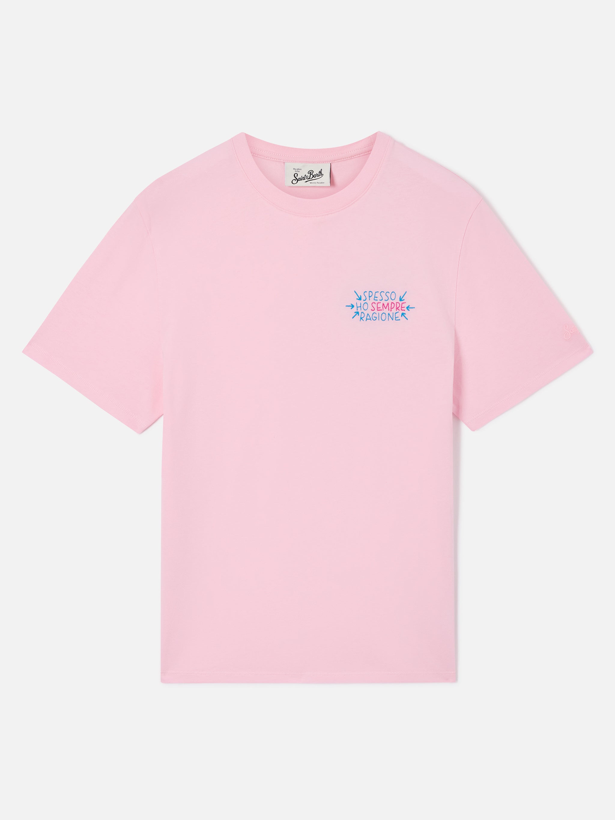 mc2-saint-barth-emilie-t-shirt-donna-in-cotone-organico-rosa-con-ricamo-spesso-h image 1