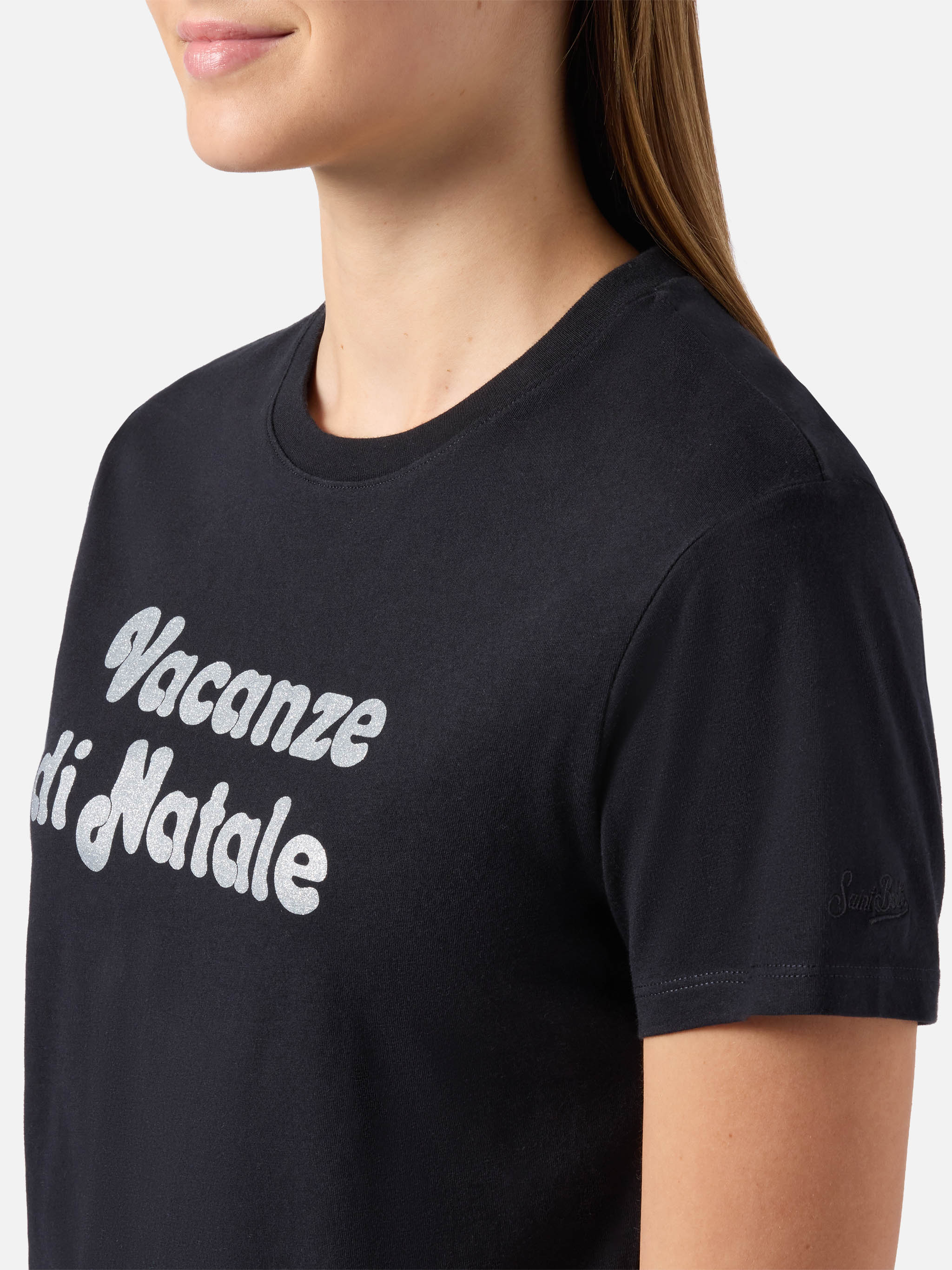 mc2-saint-barth-t-shirt-emilie-donna-in-cotone-nero-con-glitter-vacanze-di-natal image 3
