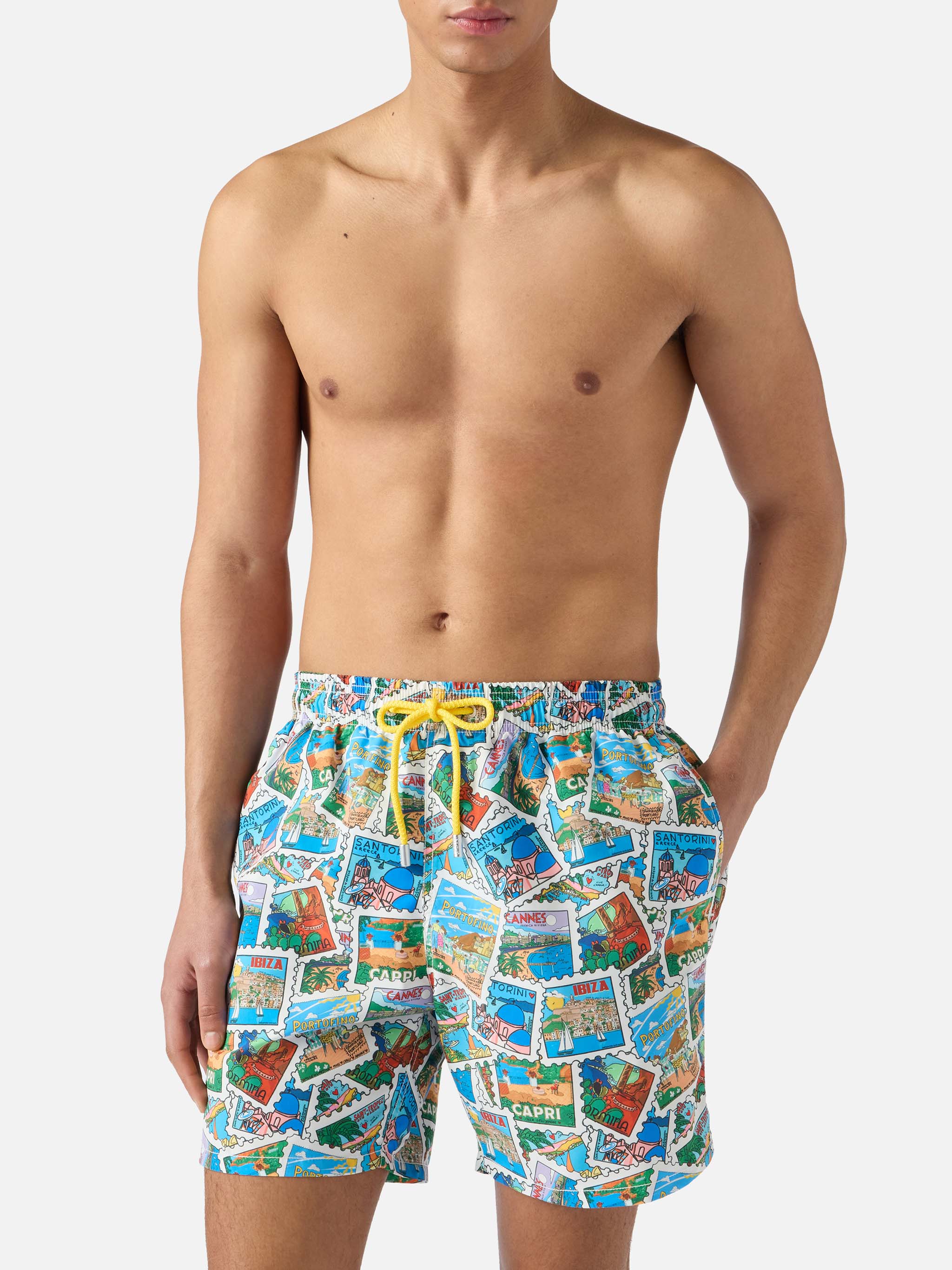mc2-saint-barth-gustavia-costume-mare-con-stampa-cartoline-all-over image 3