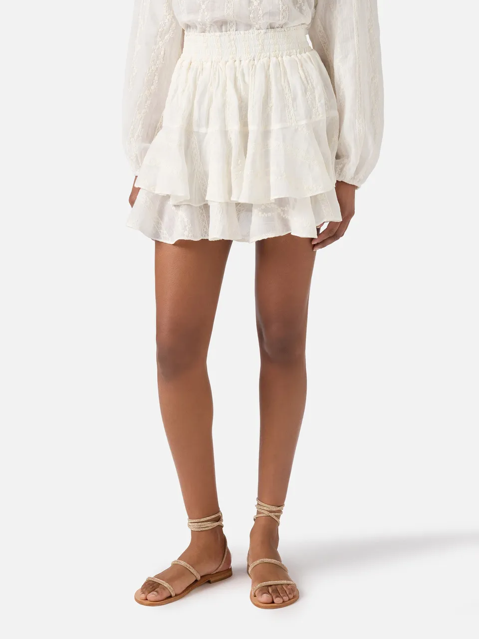 mc2-saint-barth-eivissa-gonna-corta-donna-in-ramie-beige-con-ricamo image 1