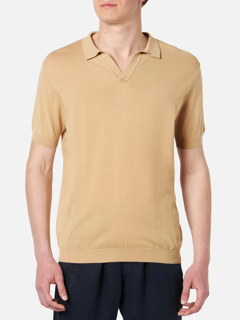 mc2-saint-barth-polo-sloan-uomo-in-maglia-beige-senza-bottoni image 1