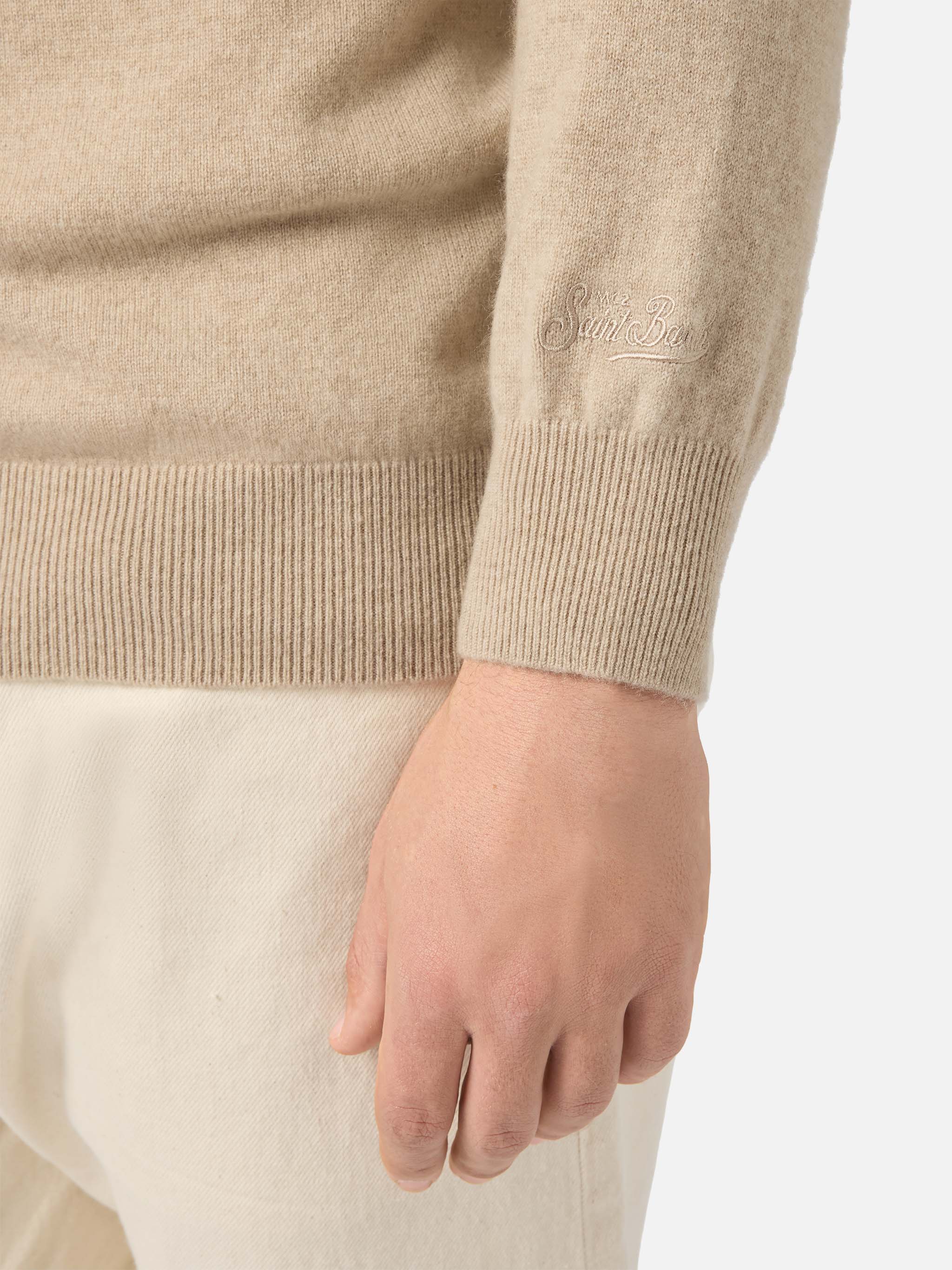 mc2-saint-barth-maglione-girocollo-regent-in-100-cashmere-beige image 4
