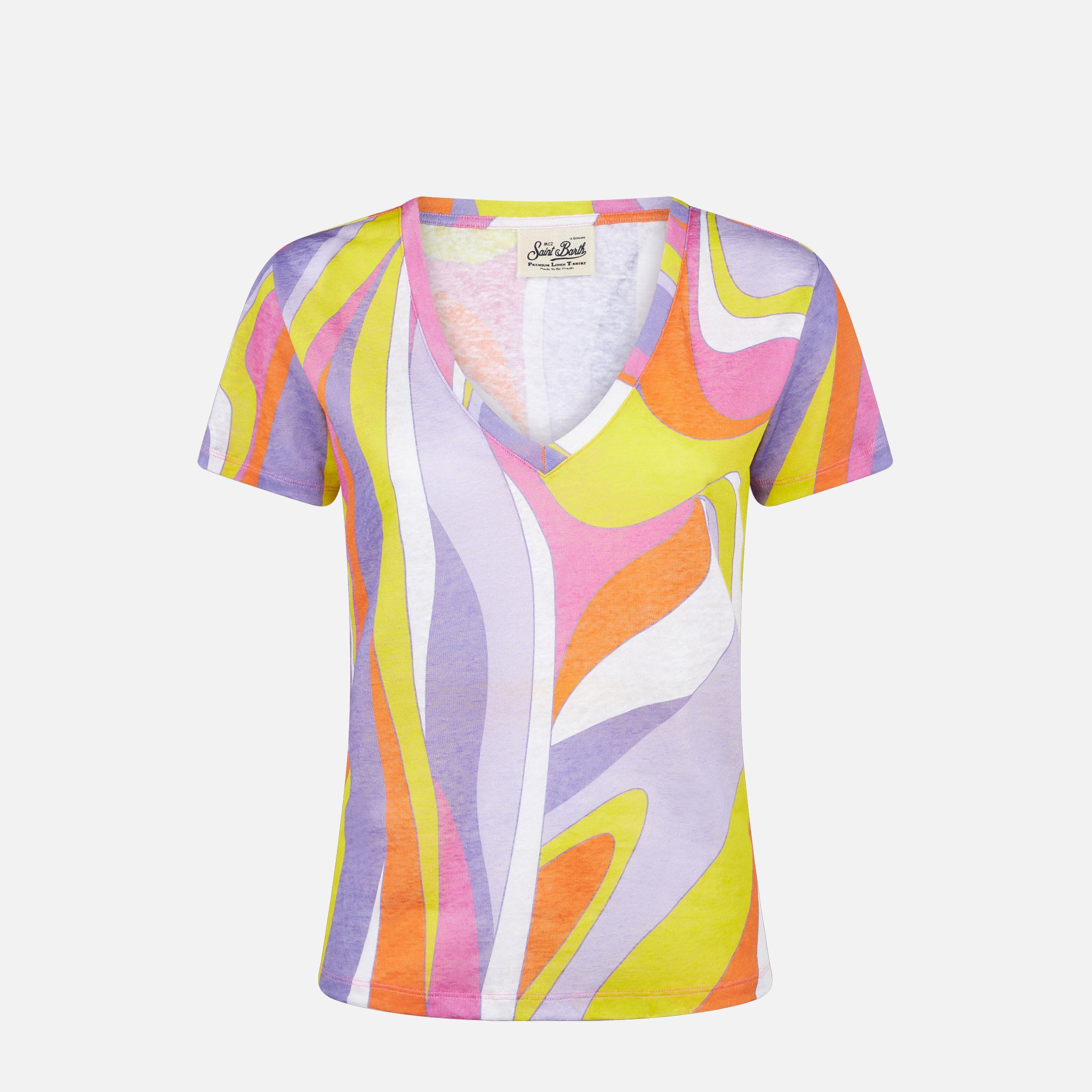 mc2-saint-barth-eloise-t-shirt-donna-in-lino-fantasia-onde-multicolor image 4