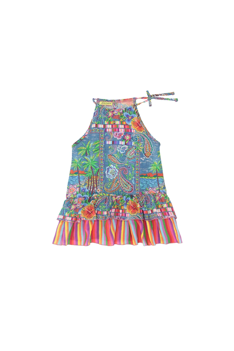 4giveness-abito-balza-e-fiocchetto-denim-mexican-neonata image 1
