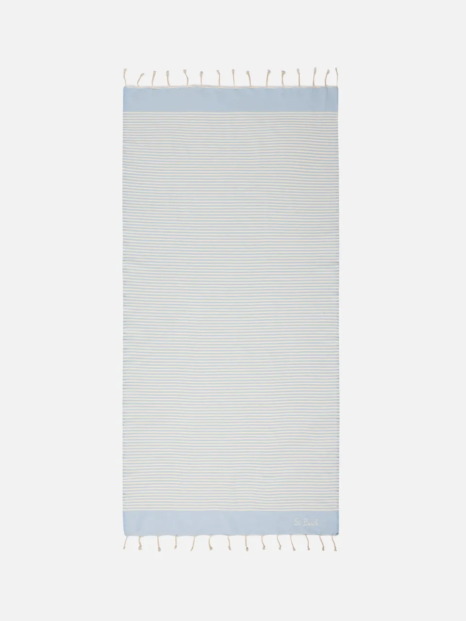 mc2-saint-barth-foutas-telo-mare-cotone-jacquard-righe-azzurre-e-bianche-con-fra image 1