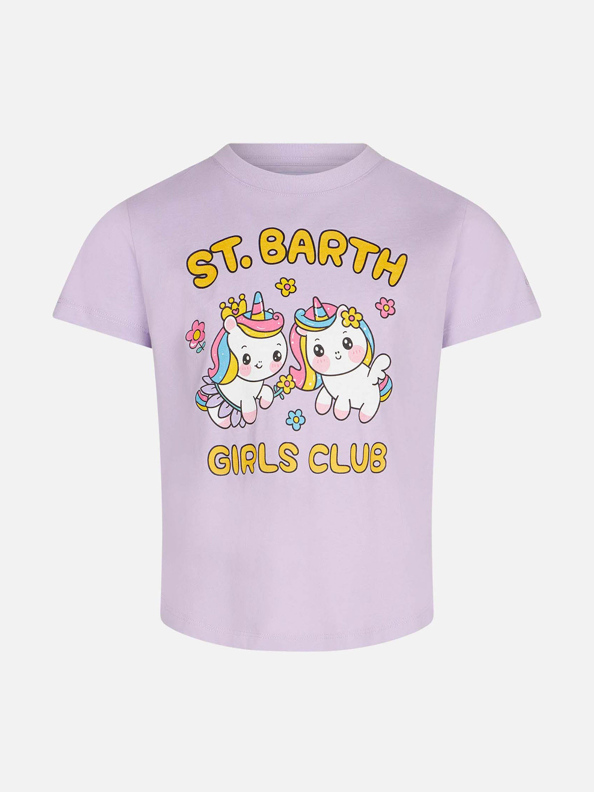 mc2-saint-barth-t-shirt-da-bambina-lilla-cotone-st-barth-girls-club-unicorni image 1