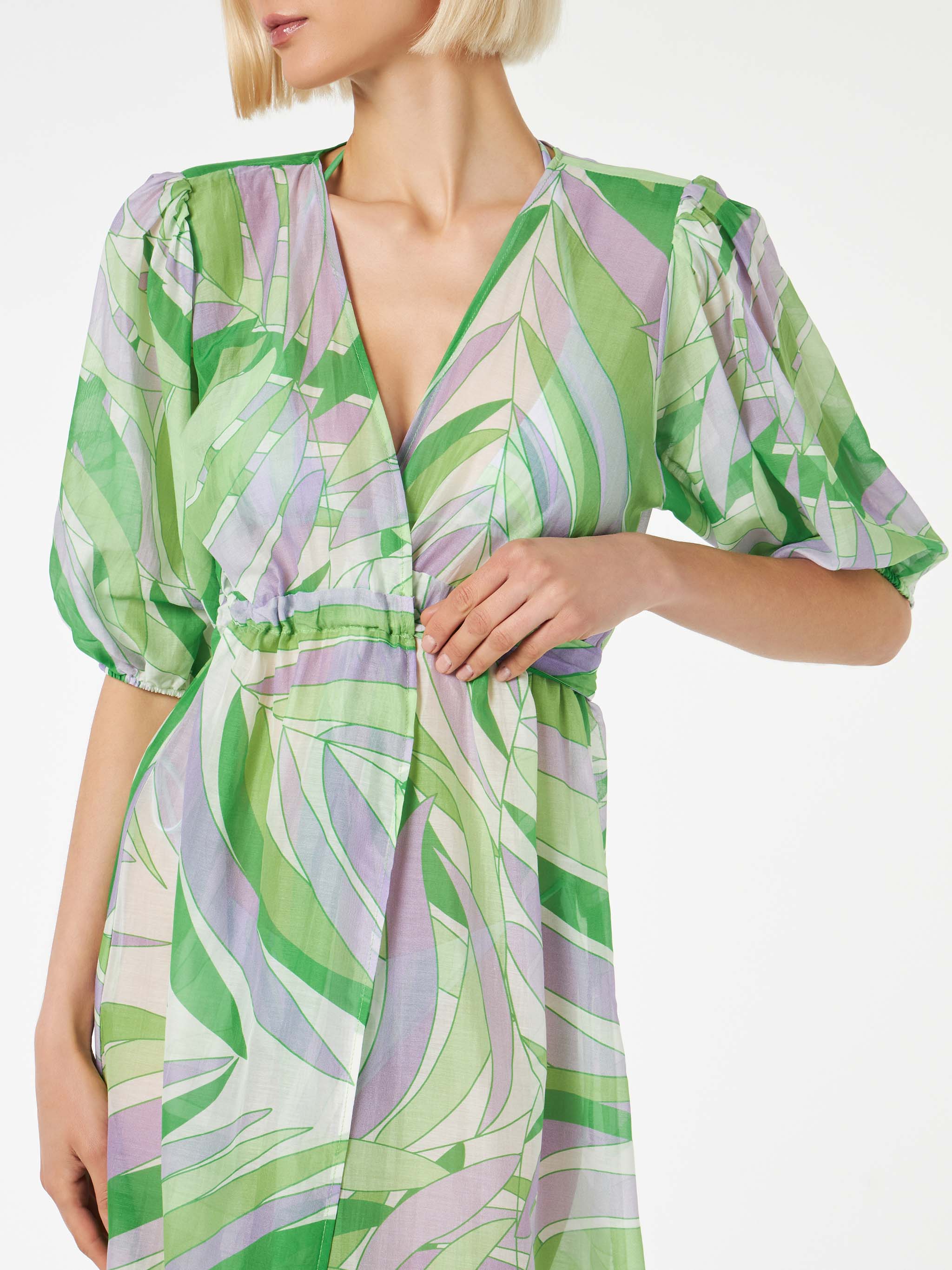 mc2-saint-barth-abito-lungo-cotone-e-seta-scollo-v-verde-donna image 3