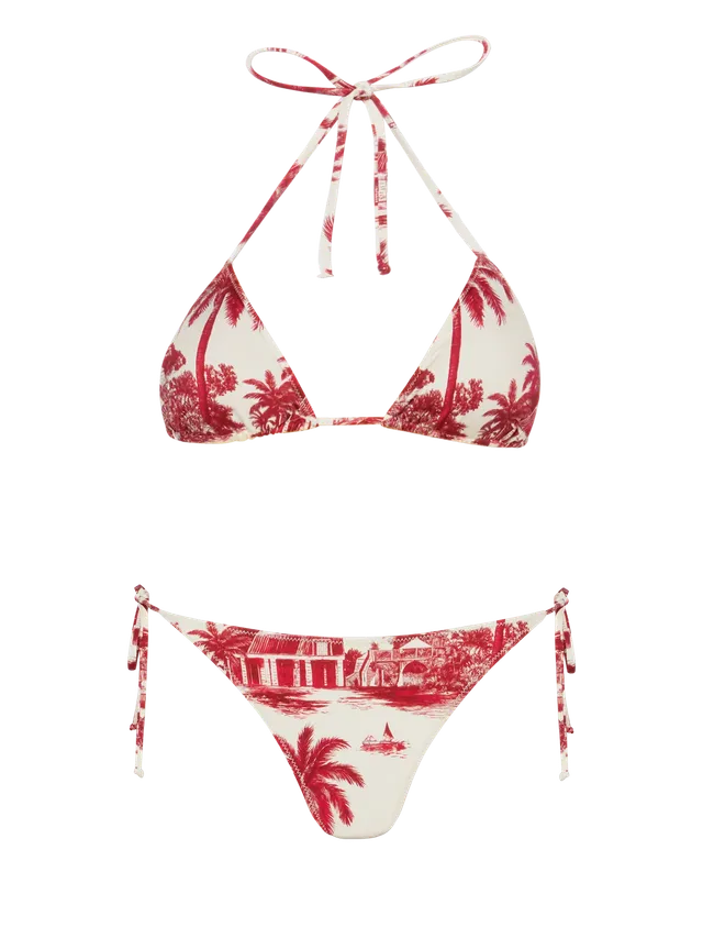 mc2-saint-barth-leah-virgo-bikini-a-triangolo-toile-de-jouy-bordeaux-e-bianco image 1