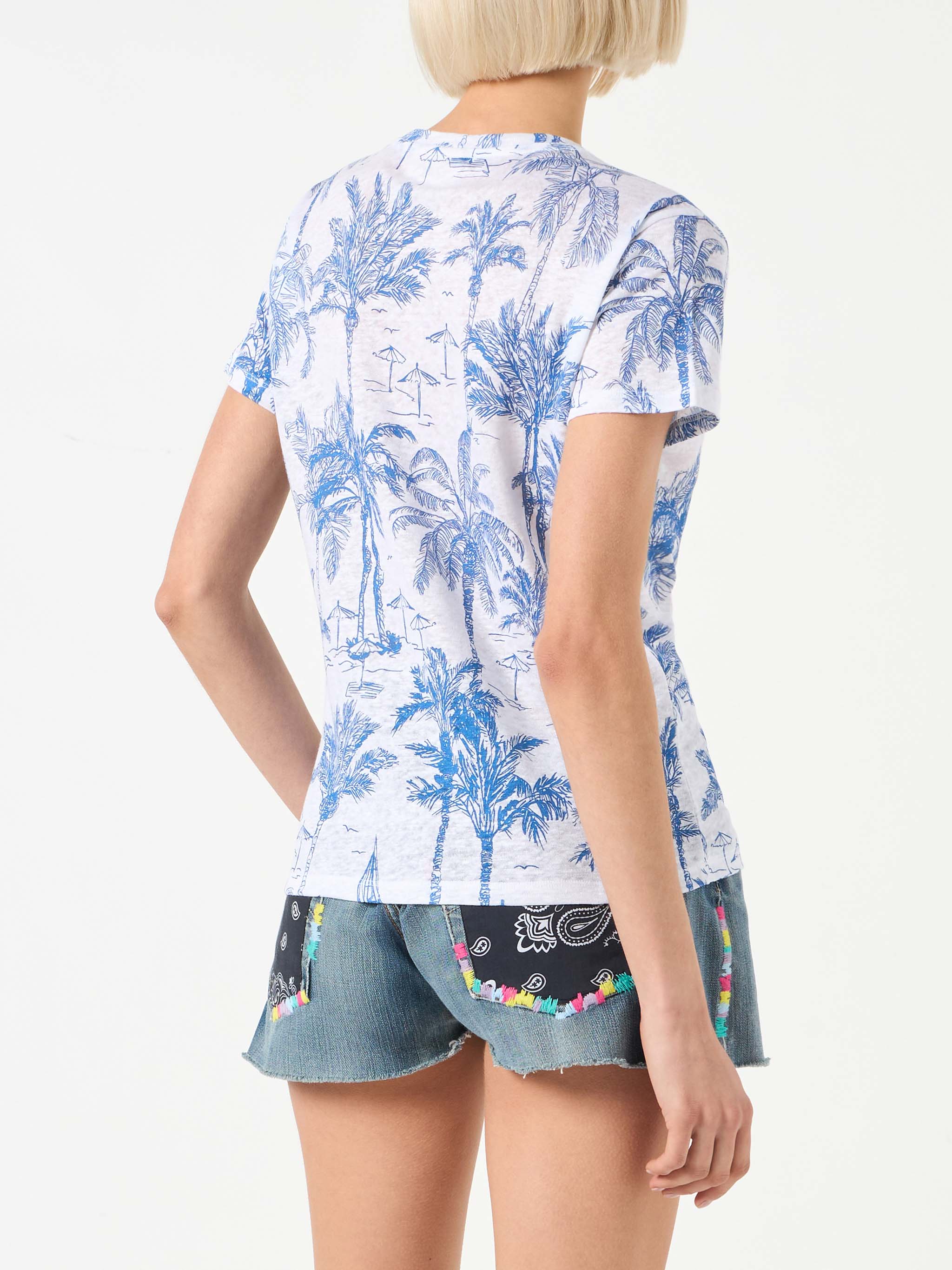 mc2-saint-barth-scarlett-t-shirt-donna-lino-toile-de-jouy-blu image 3