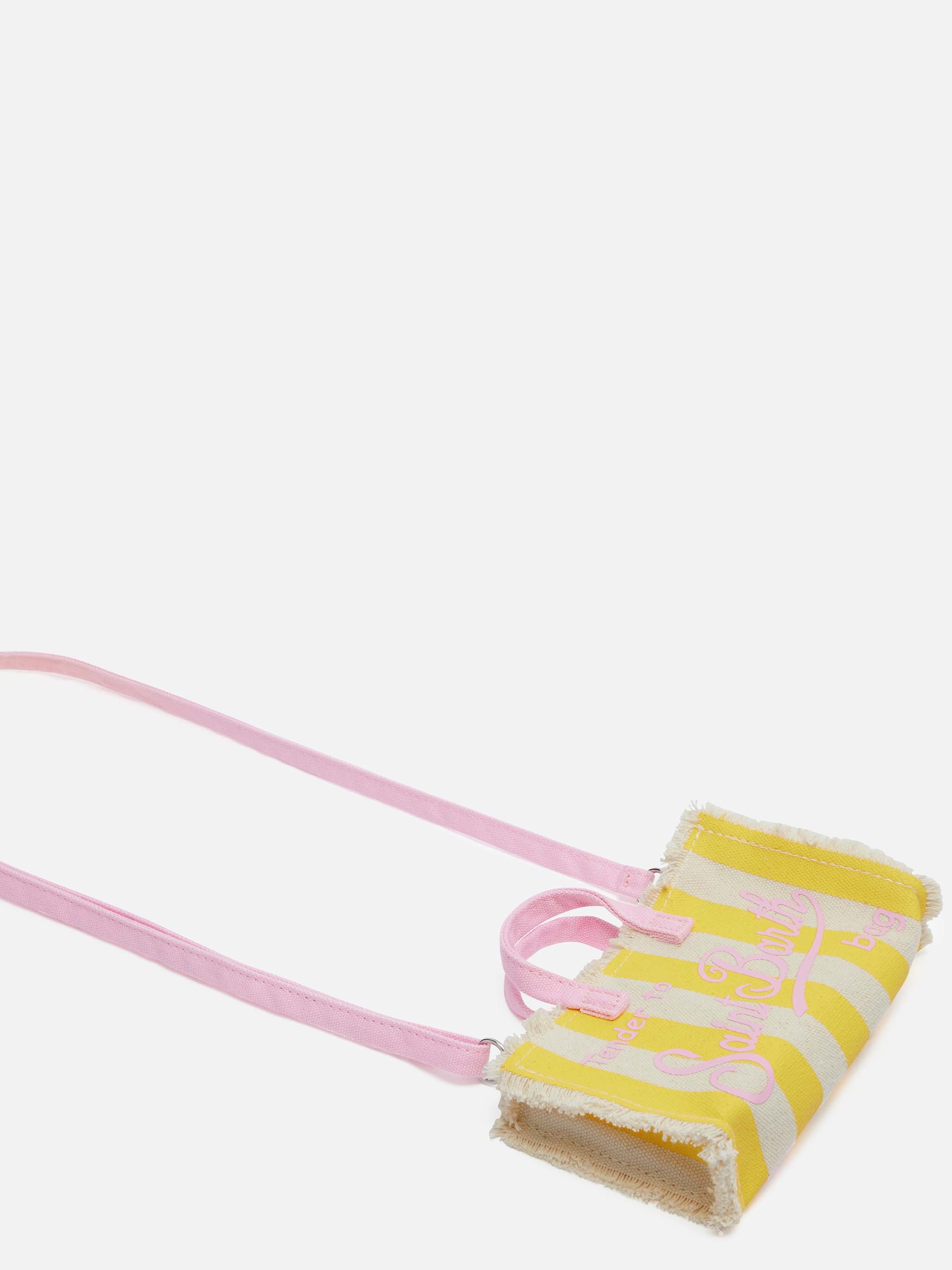 phone-bag-mc2-saint-barth-in-canvas-di-cotone-con-stampa-a-righe-gialle image 3