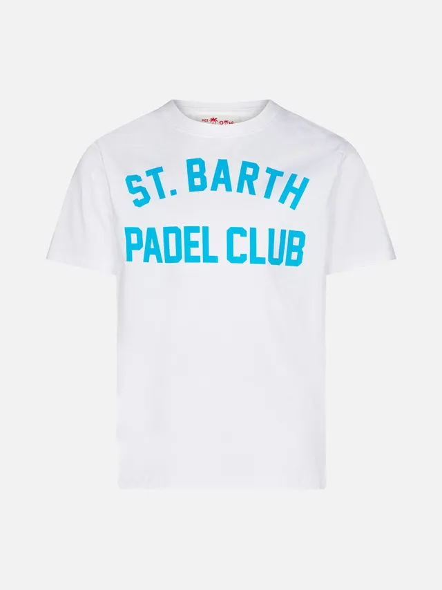 mc2-saint-barth-t-shirt-bambino-cotone-bianca-stampa-st-barth-padel-club image 1