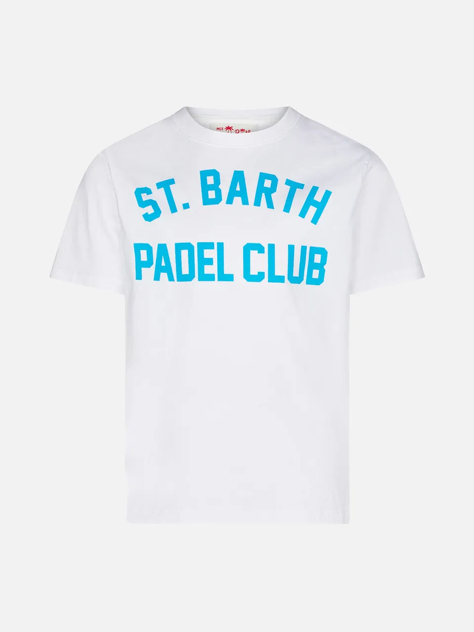 mc2-saint-barth-t-shirt-bambino-cotone-bianca-stampa-st-barth-padel-club image 1