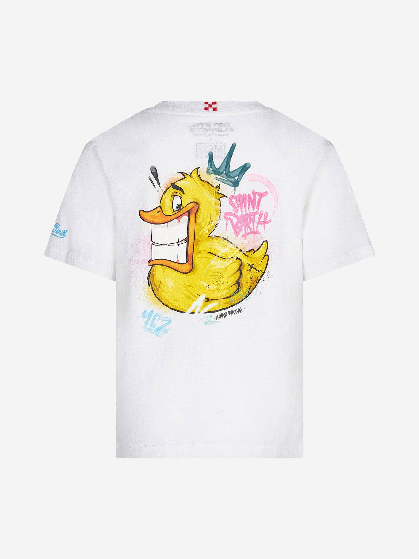 mc2-saint-barth-potofino-t-shirt-bambino-bianca-crypto-duck-puppets image 2