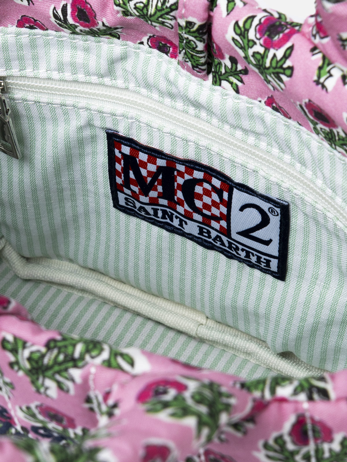 mc2-saint-barth-borsa-soft-tote-mini-trapuntata-rosa-a-fiori-con-tracolla image 6