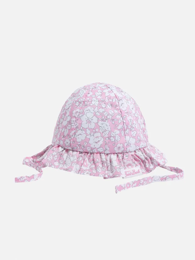 mc2-saint-barth-cuffietta-doremi-neonata-in-cotone-rosa-floreale-con-fiocco image 1