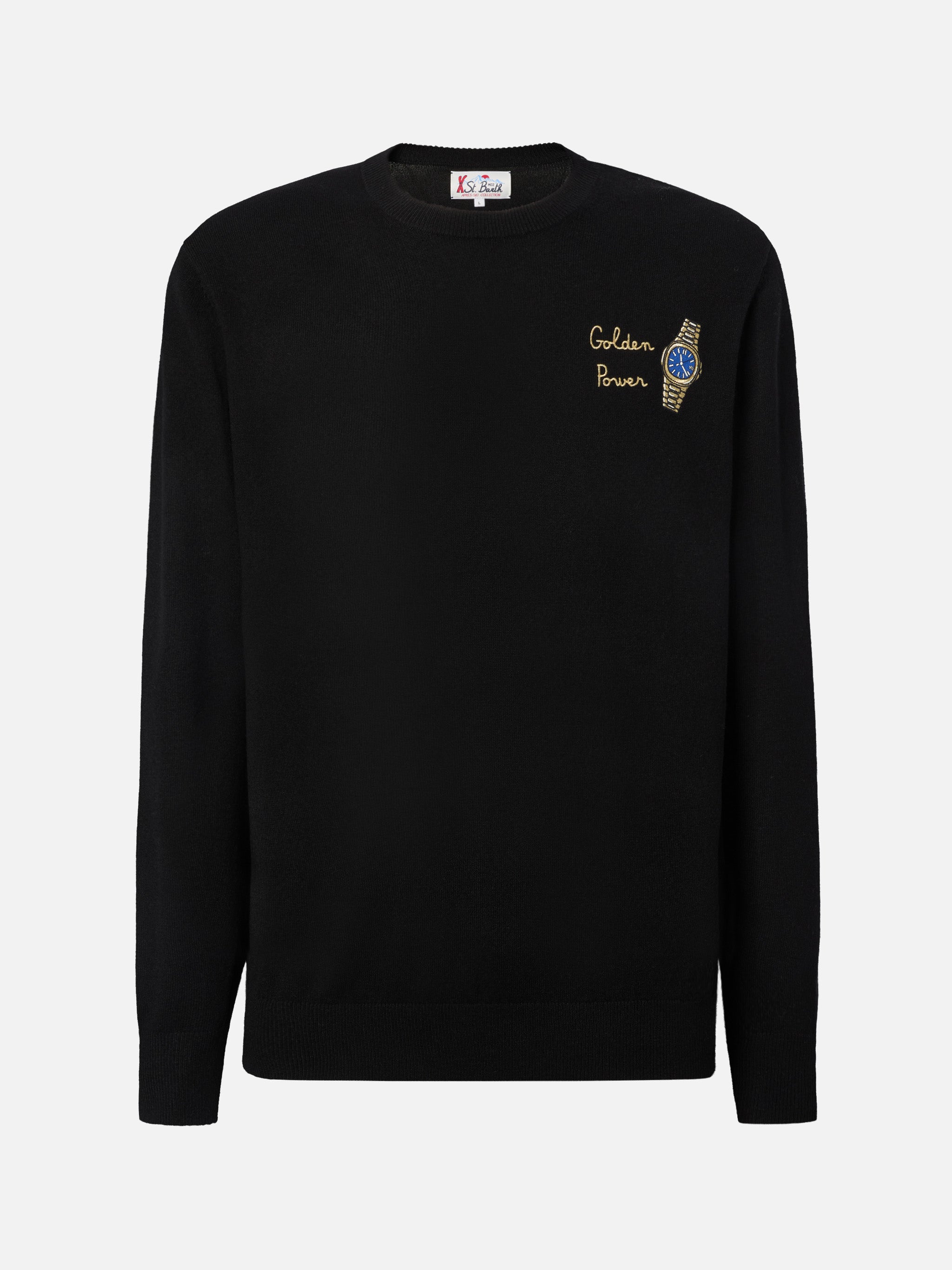 mc2-saint-barth-heron-light-maglione-girocollo-uomo-nero-golden-power image 5