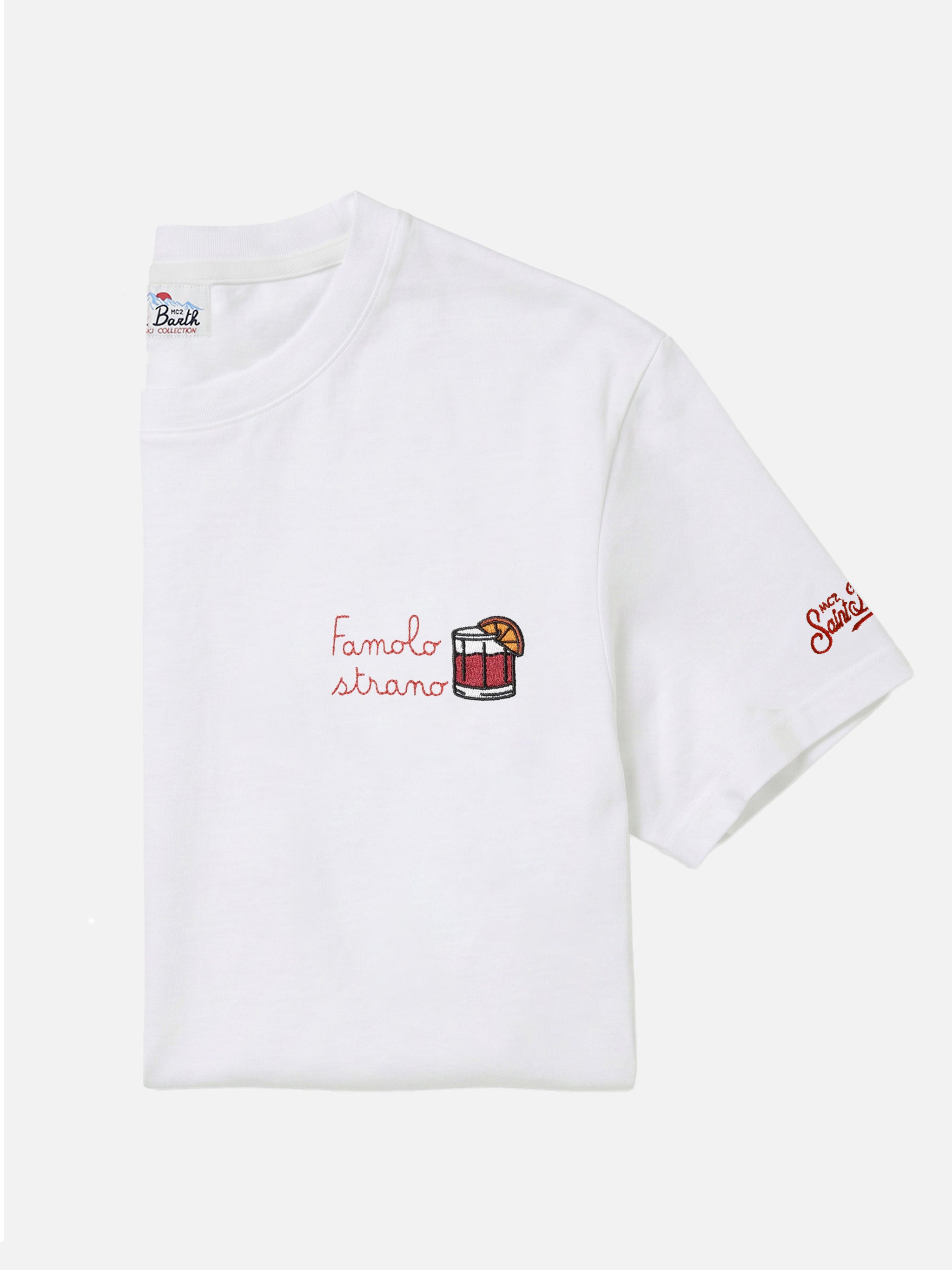 mc2-saint-barth-t-shirt-arnott-in-cotone-bianco-con-ricamo-famolo-strano image 1