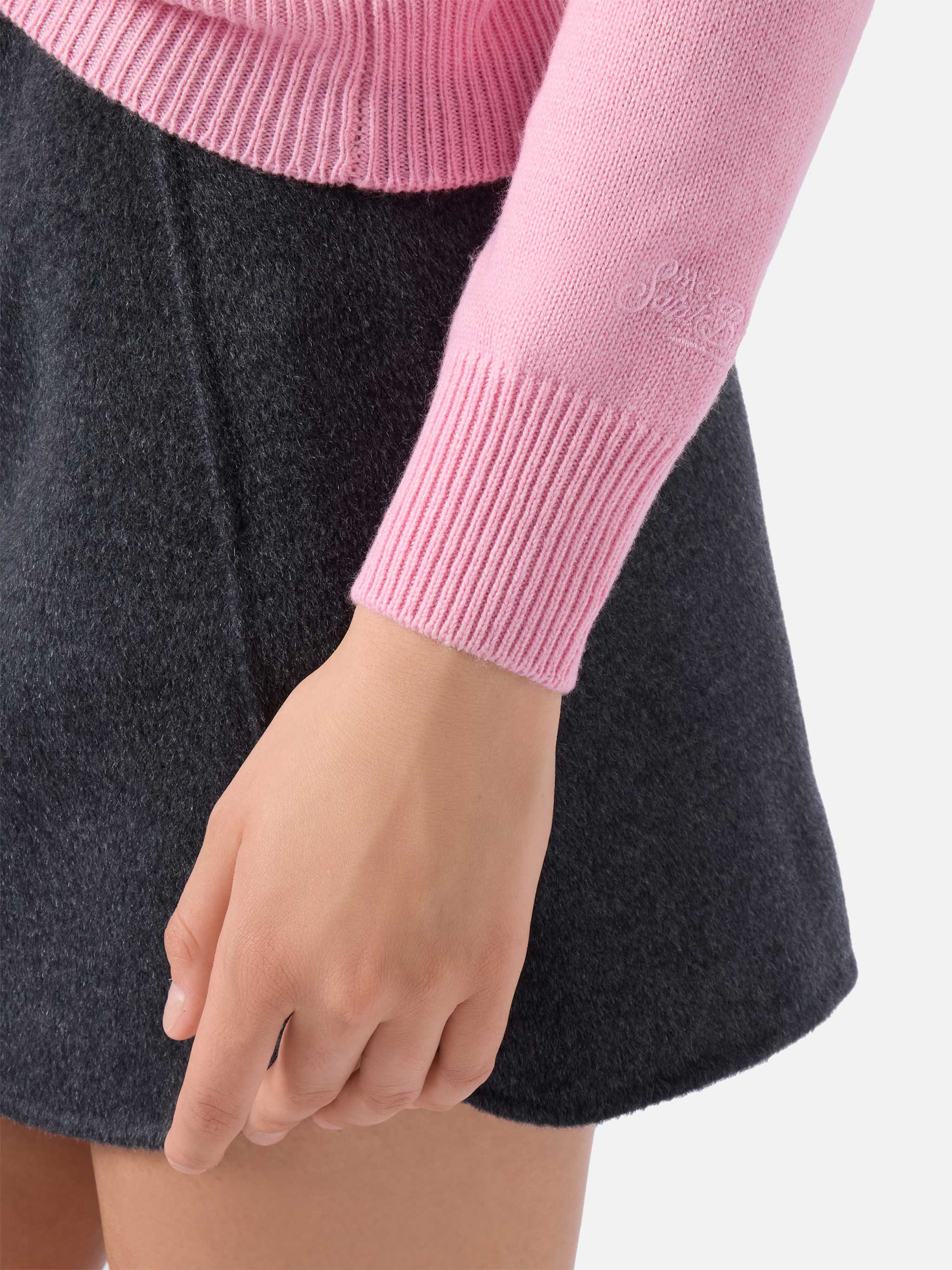 mc2-saint-barth-new-queen-maglione-donna-in-misto-cashmere-rosa-con-scritta-stra image 3