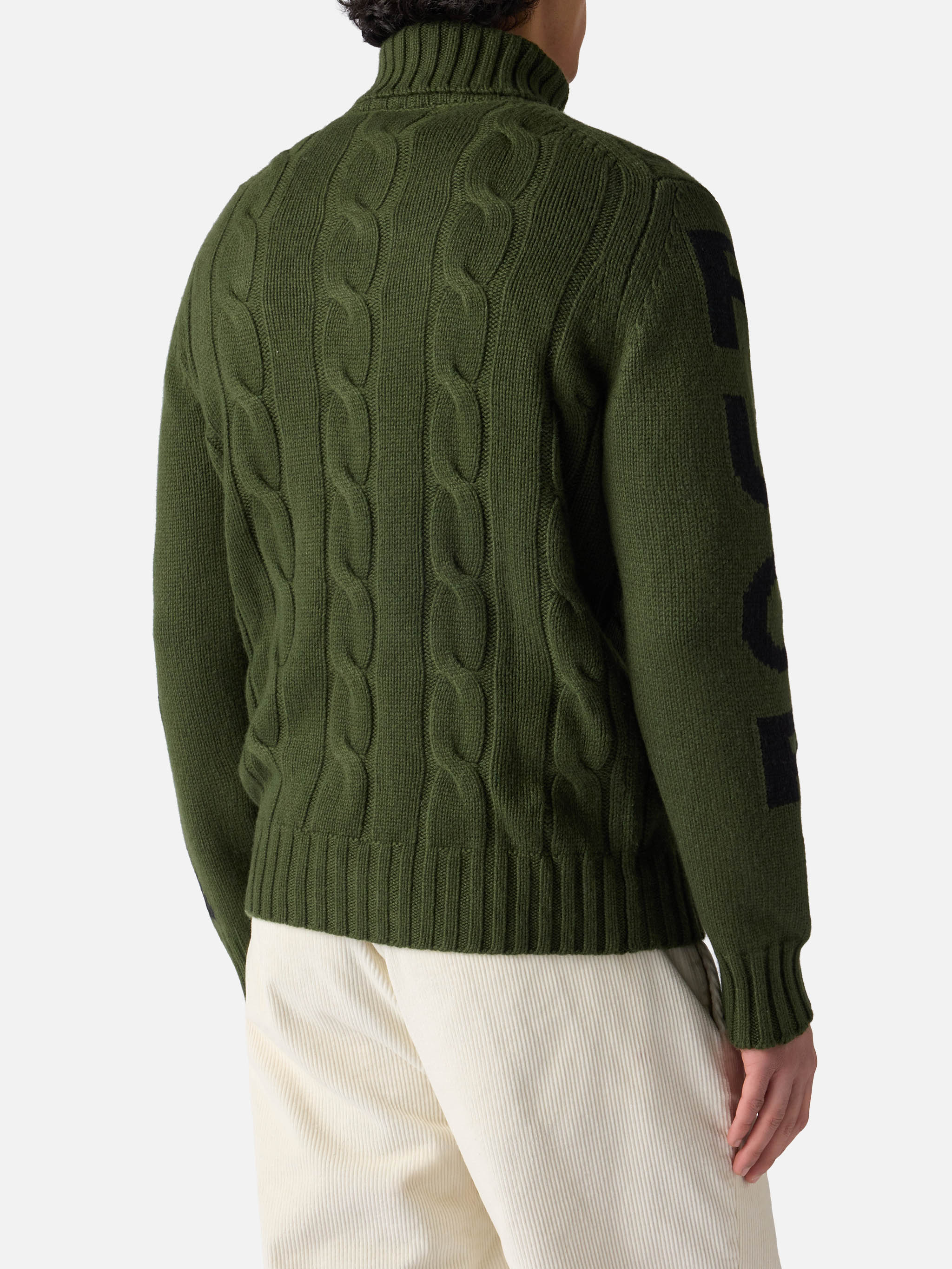 mc2-saint-barth-maglia-fisherman-uomo-collo-alto-jacquard-fuori-pista-verde-mili image 3