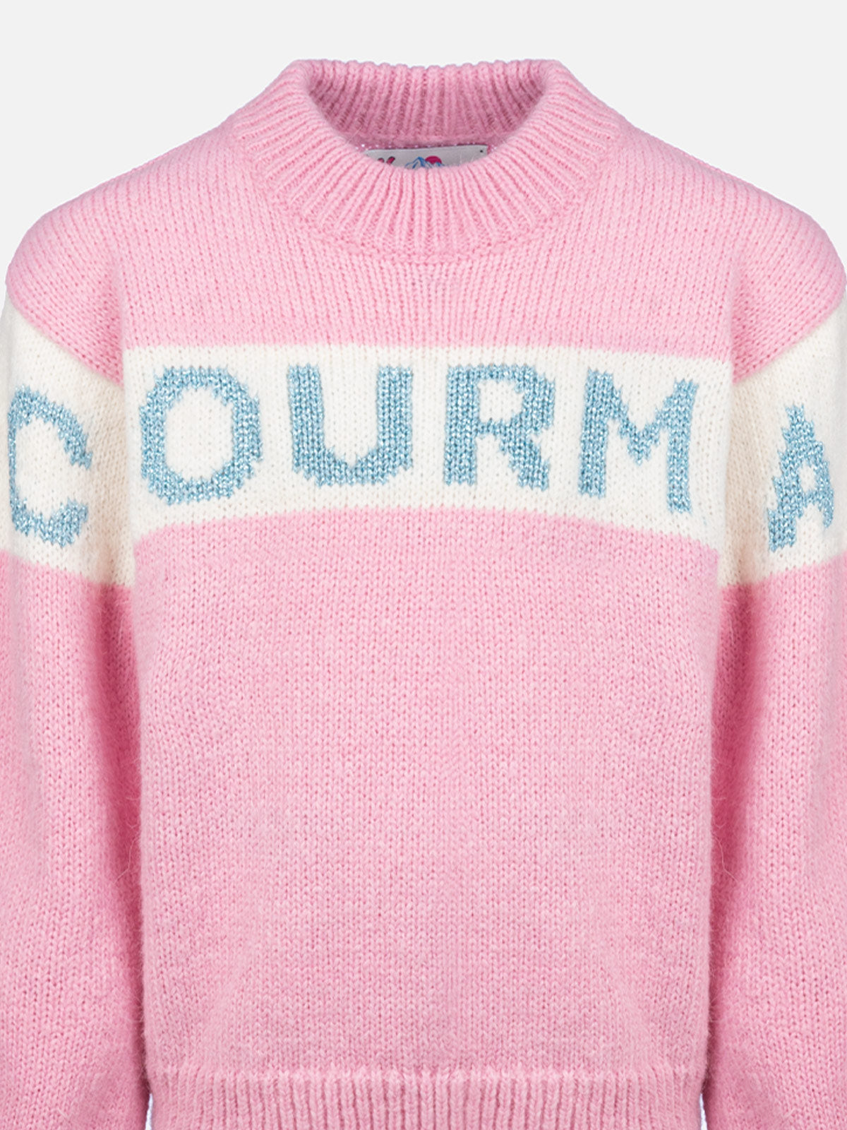 mc2-saint-barth-maglione-bambina-danya-girocollo-rosa-con-logo-courma-in-lurex image 3