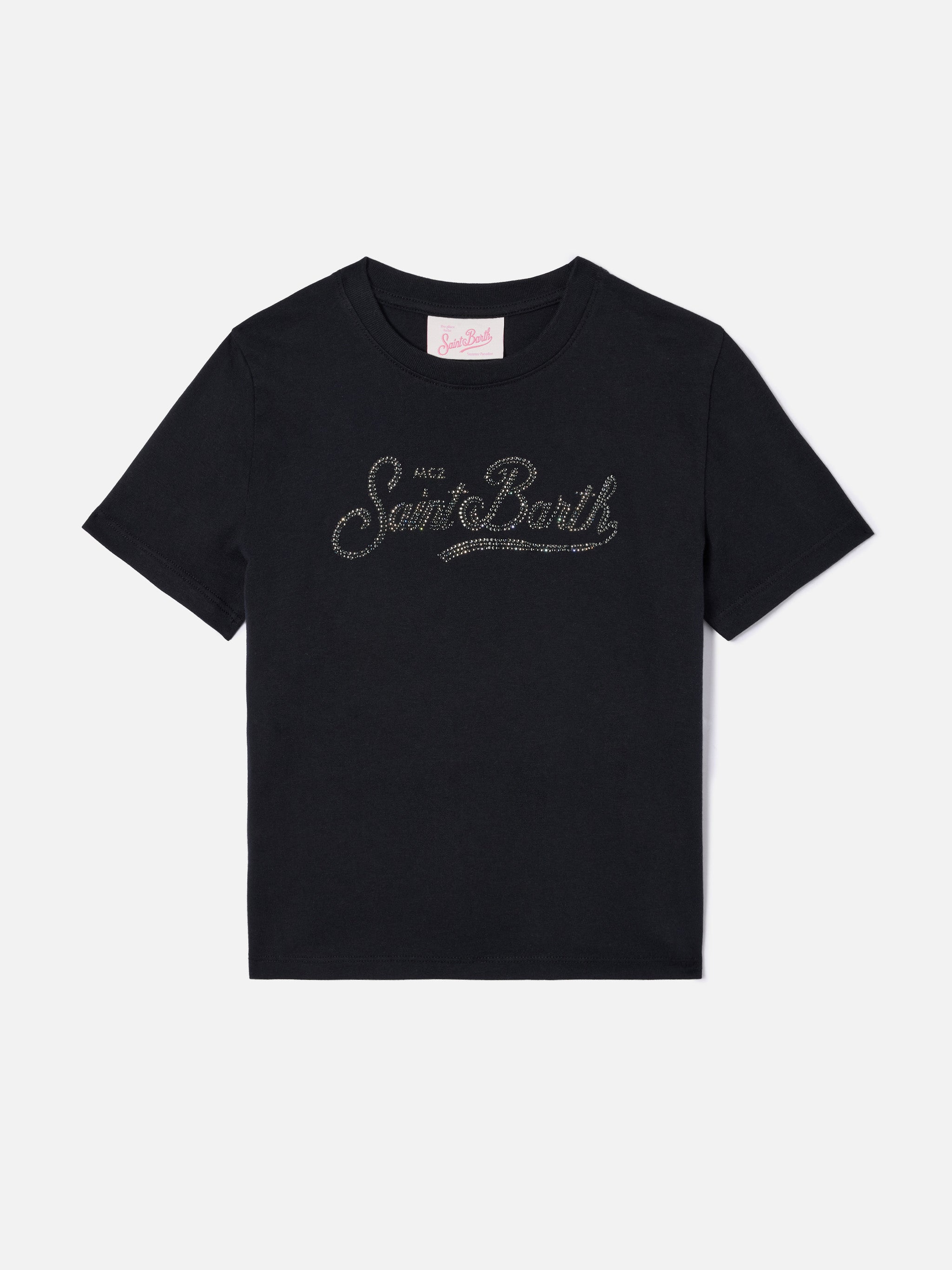 mc2-saint-barth-t-shirt-elly-da-bambina-in-puro-cotone-nero-con-applicazione-sai image 1