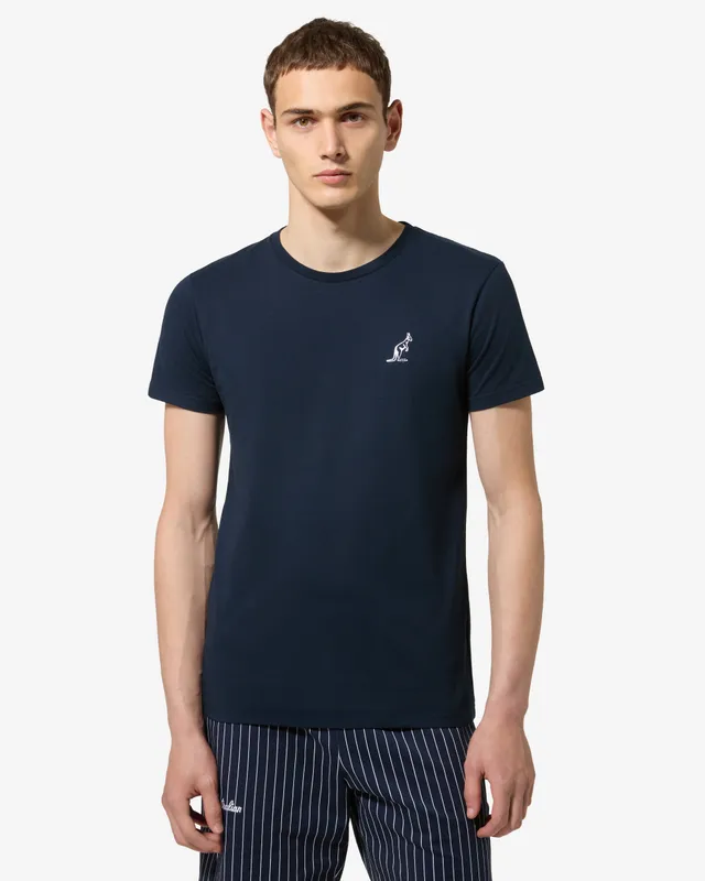 australian-basic-t-shirt-sportswear-cotone-blu-navy-logo-ricamato image 1