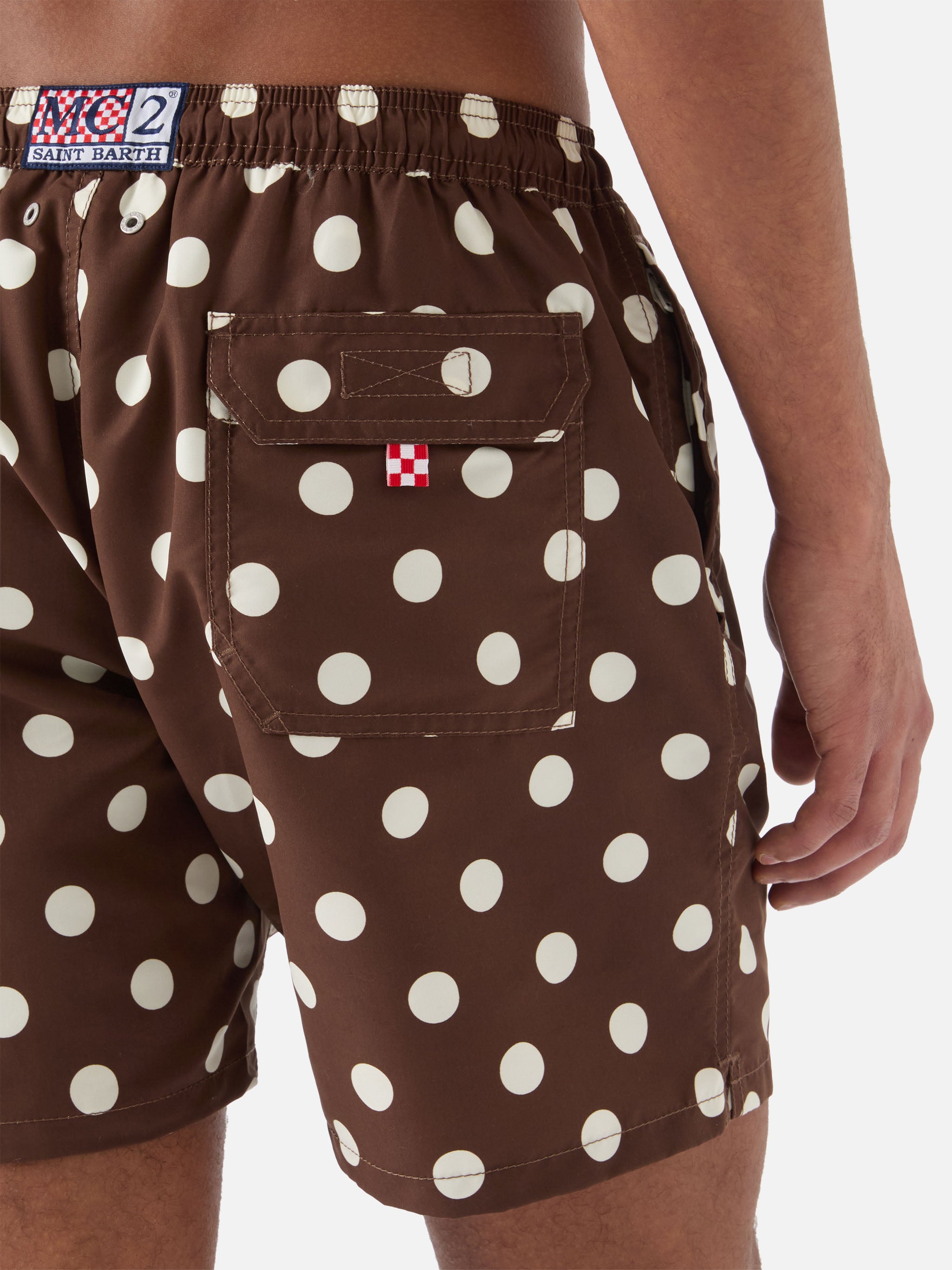 mc2-saint-barth-syros-costume-mare-uomo-marrone-con-ricamo-pois-bianchi image 6