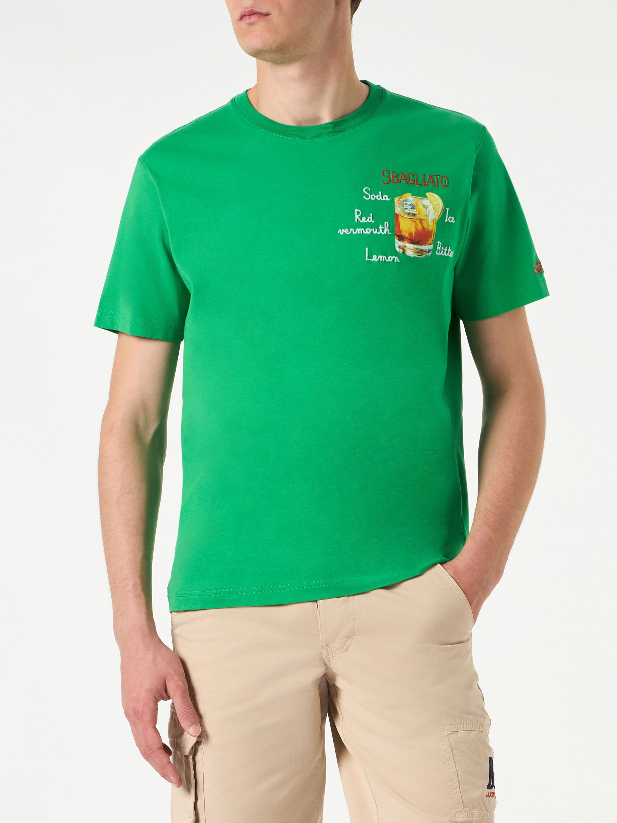 mc2-saint-barth-sbagliato-t-shirt-uomo-cotone-verde-ricamo-bicchiere image 2
