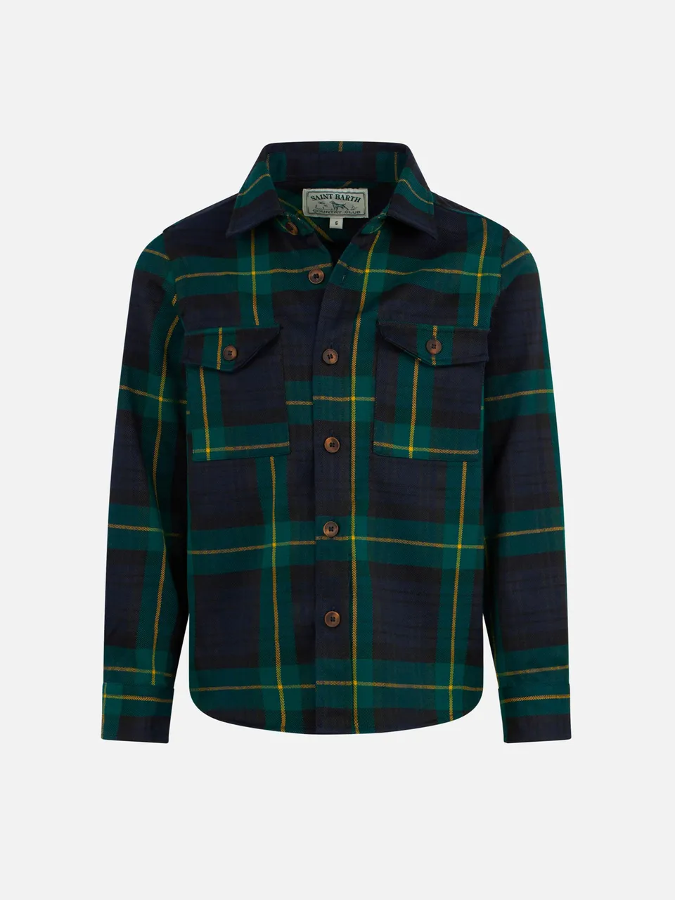 mc2-saint-barth-bambino-camicia-in-lana-blu-stampa-scozzese image 1