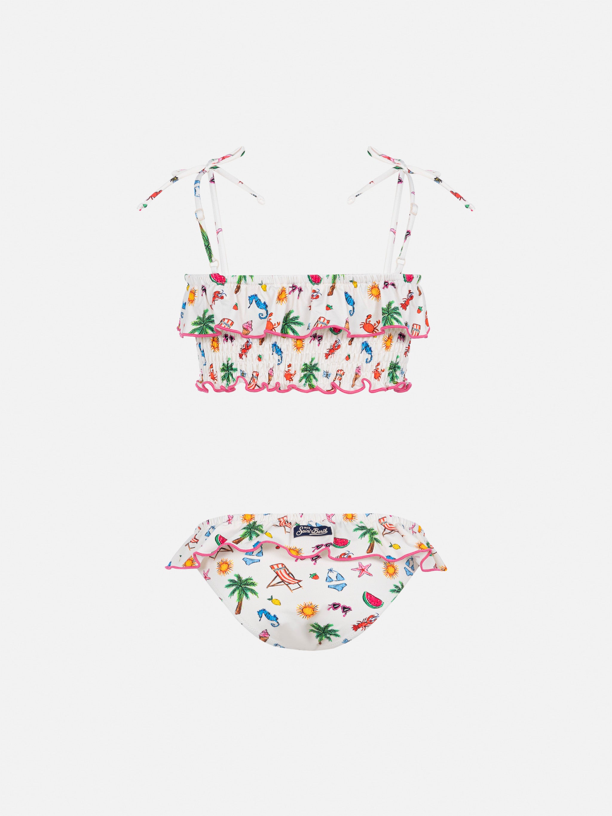 mc2-saint-barth-bikini-melie-bambina-bralette-summer-sketch-con-smock-e-volant image 2