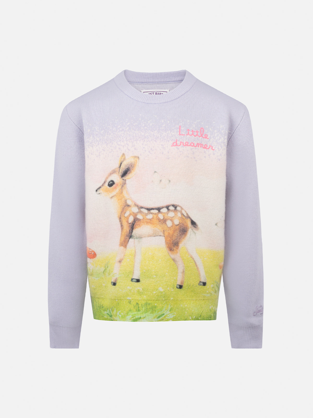 mc2-saint-barth-maglione-girocollo-princess-lilla-da-bambina-con-stampa-cerbiatt image 1