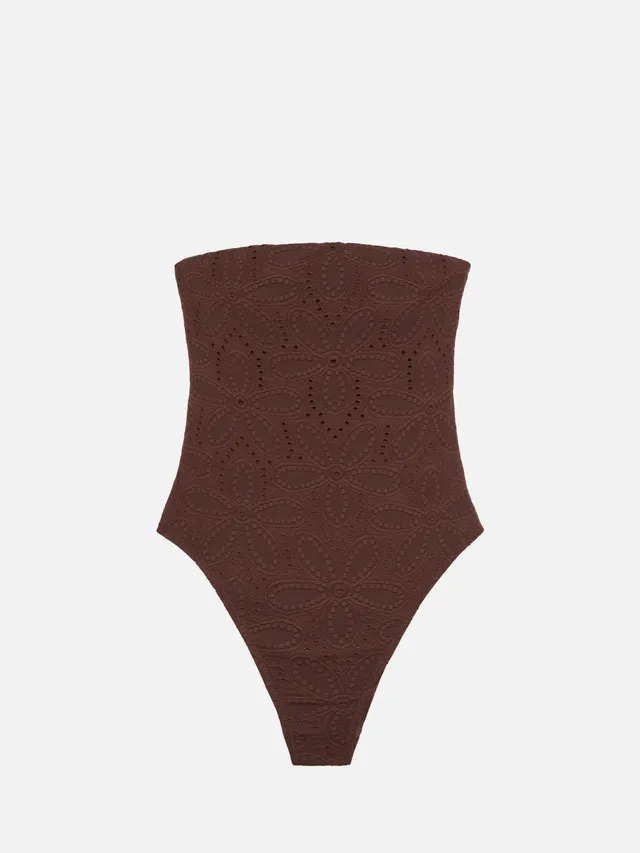 mc2-saint-barth-kayla-costume-intero-donna-marrone-sangallo-senza-spalline image 1