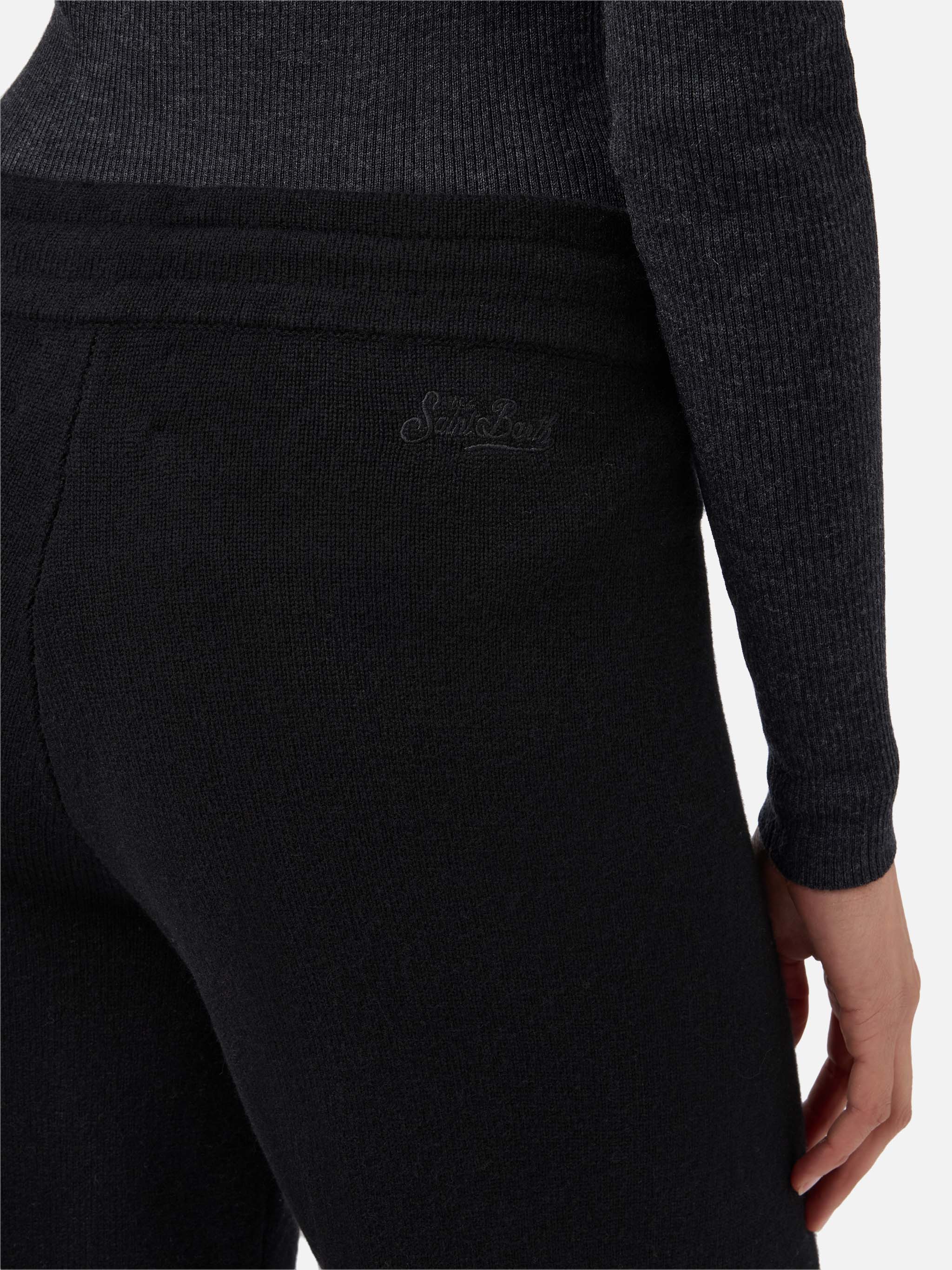 mc2-saint-barth-cambon-cbn0002-pantaloni-palazzo-donna-pura-lana-neri-vita-alta image 2